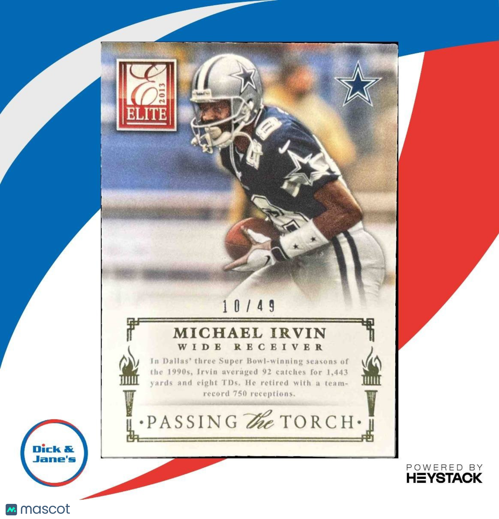 2013 Panini Elite Michael Irvin Jason Witten Passing the Torch Red /25 #2 Cowboy - Sports Cards