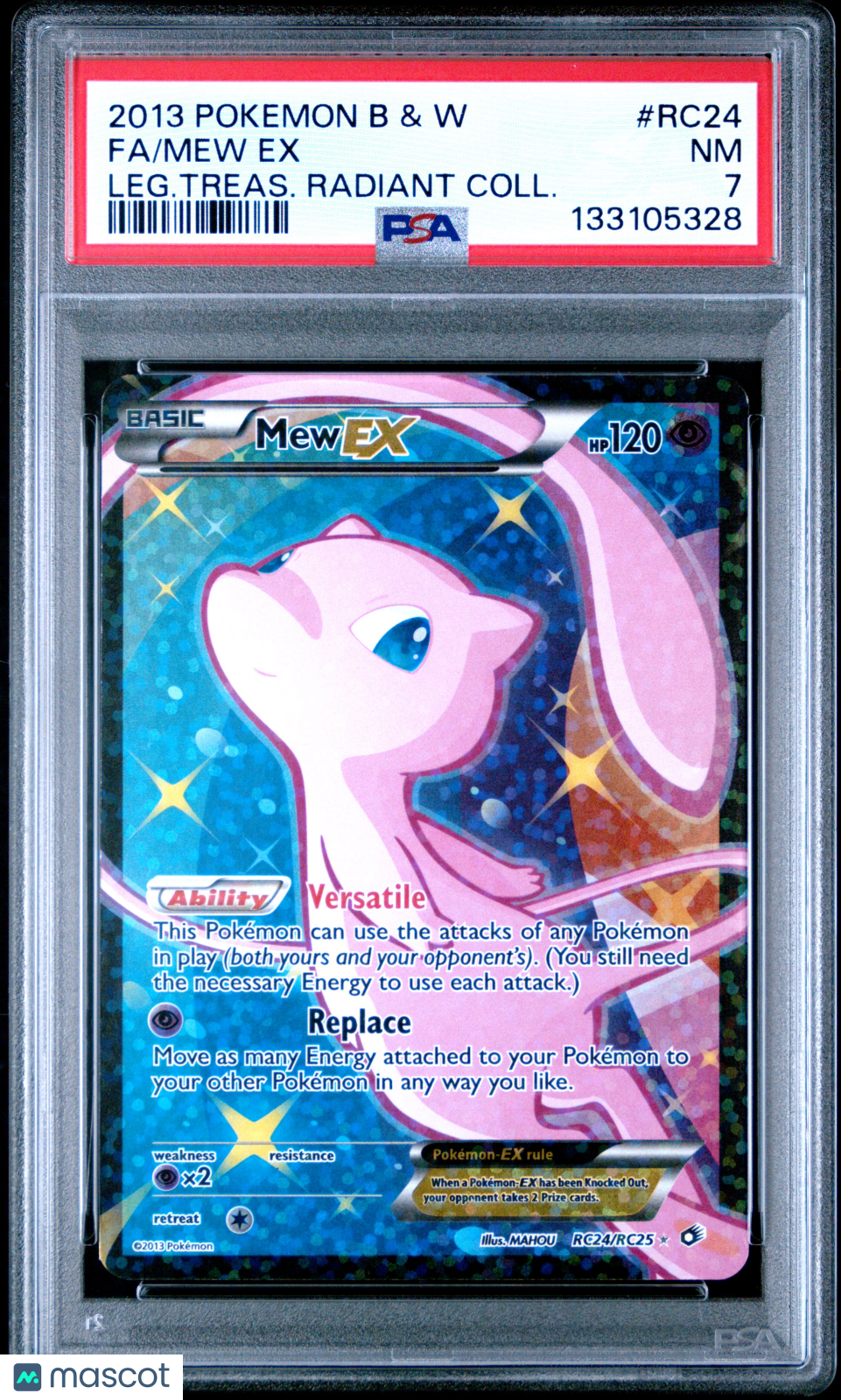 2013 Pokemon BW Legendary Treasures Radiant Collection Mew EX #RC24 FA PSA 7 - Graded TCG/CCG