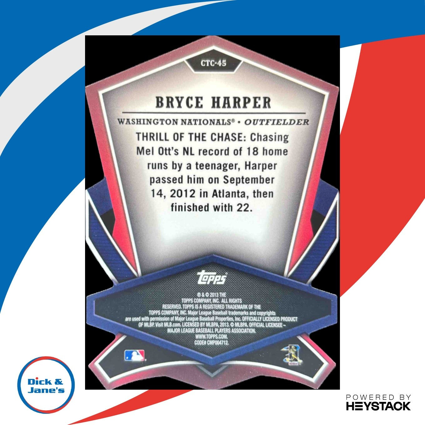 2013 Topps Bryce Harper Cut to the Chase #CTC-45 Washington Nationals - Sports Cards