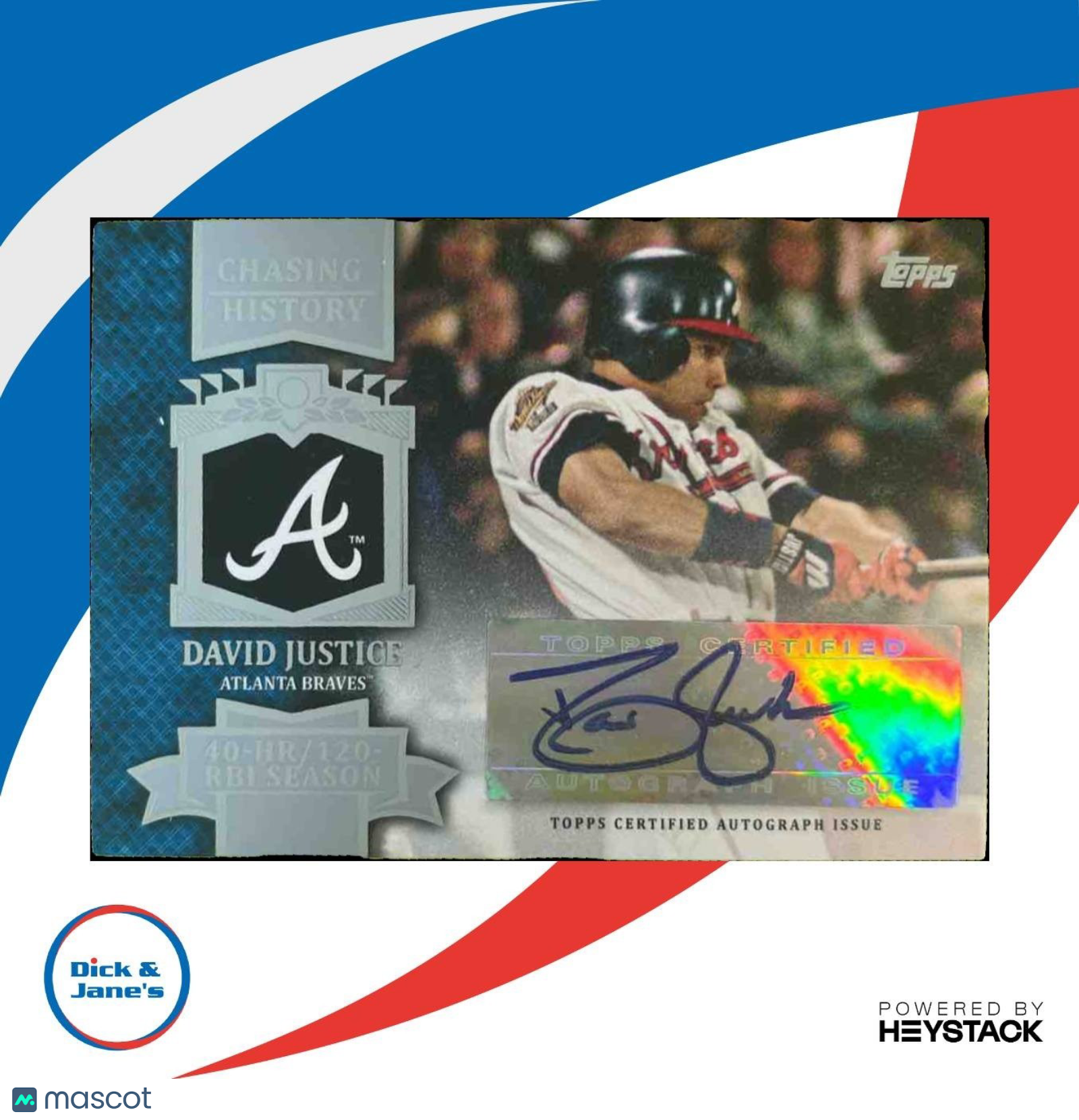 2013 Topps David Justice Chasing History Auto #CHA-DJ Atlanta Braves - Sports Cards