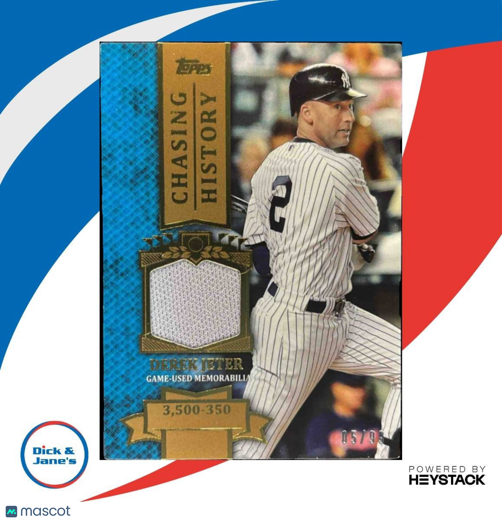 2013 Topps Derek Jeter Chasing History Relics Gold /99 MEM New York Yankees - Sports Cards