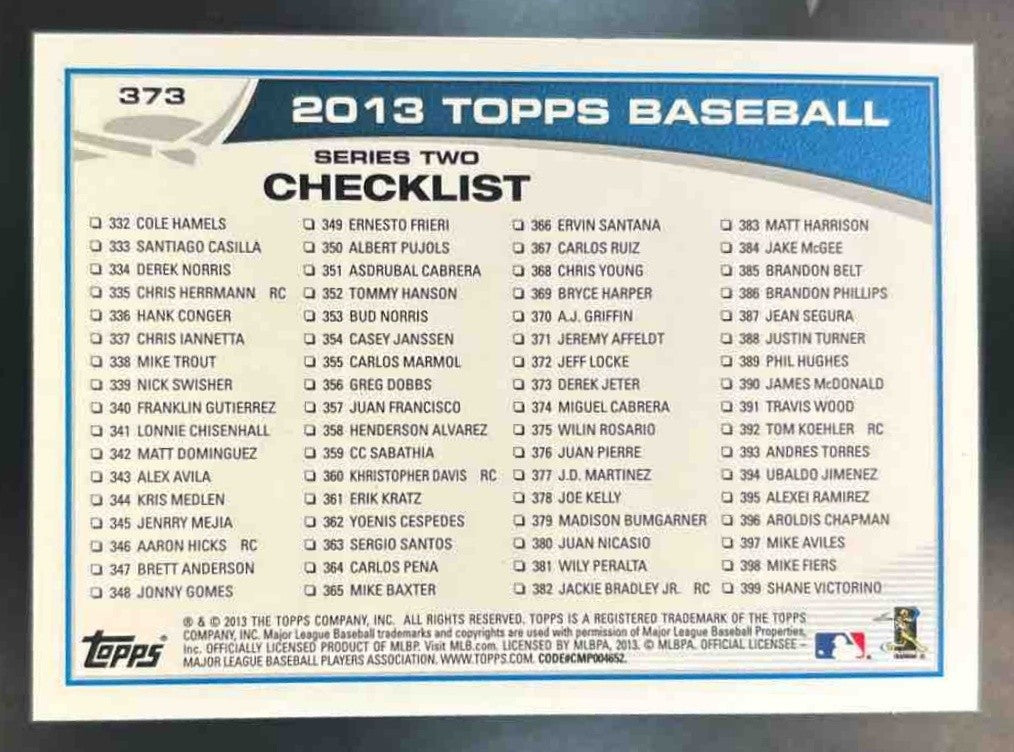 2013 Topps Derek Jeter Emerald Foil #373 New York Yankees - Sports Cards