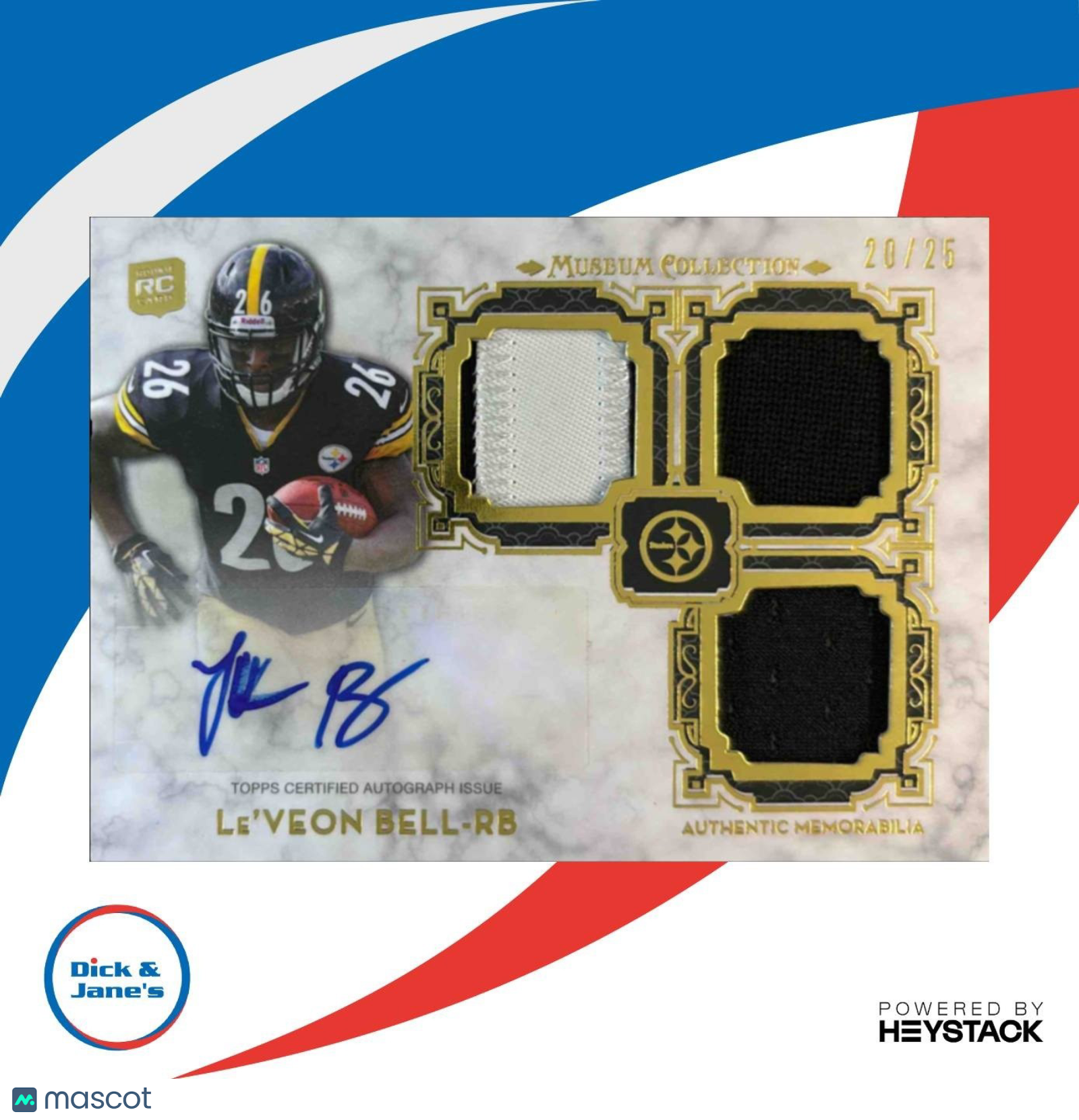 2013 Topps Museum Collection Le Veon Bell Signature Triple Gold /25 Steelers - Sports Cards