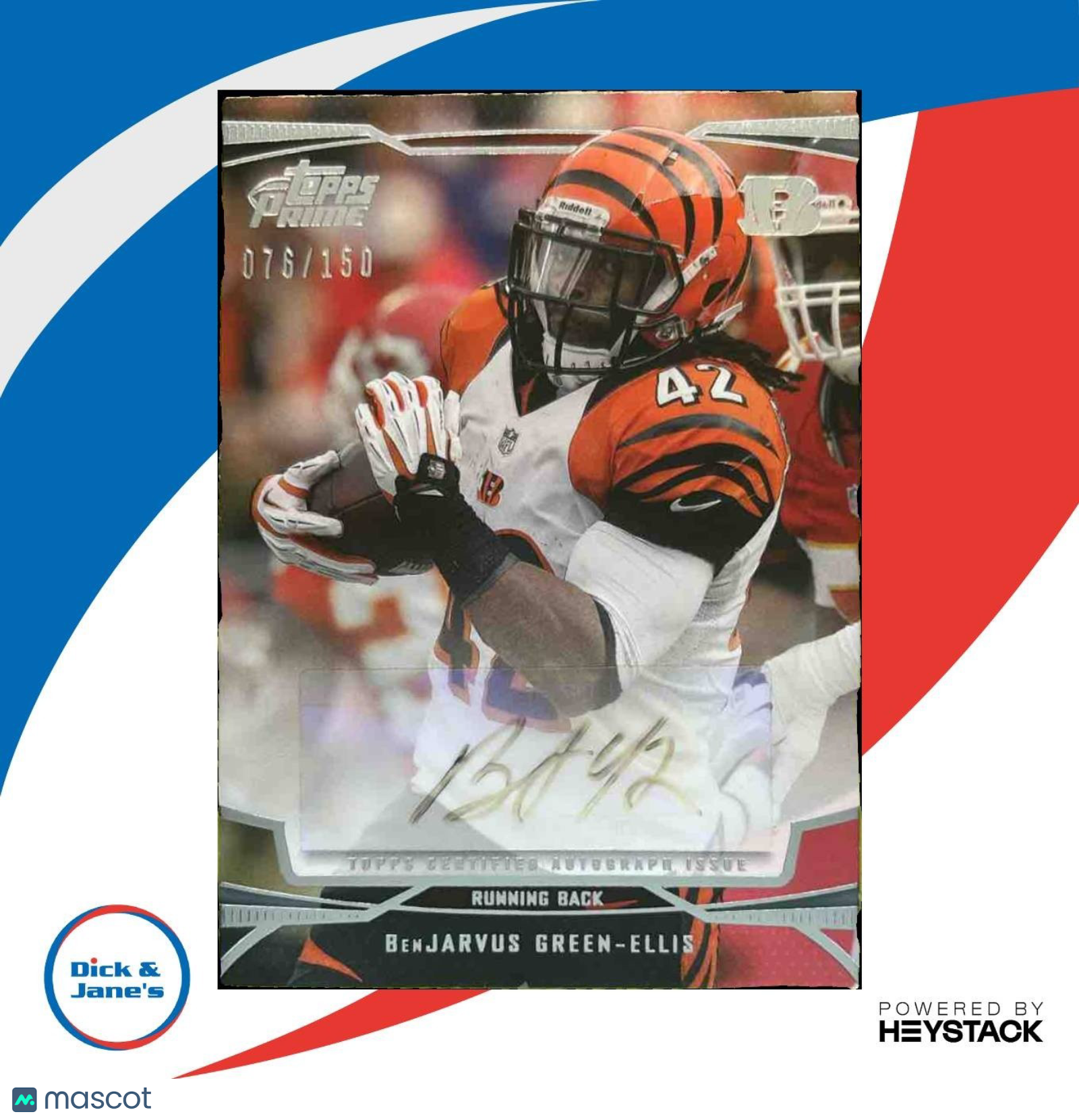 2013 Topps Prime BenJarvus Green-Ellis Auto /150 #42 Cincinnati Bengals - Sports Cards