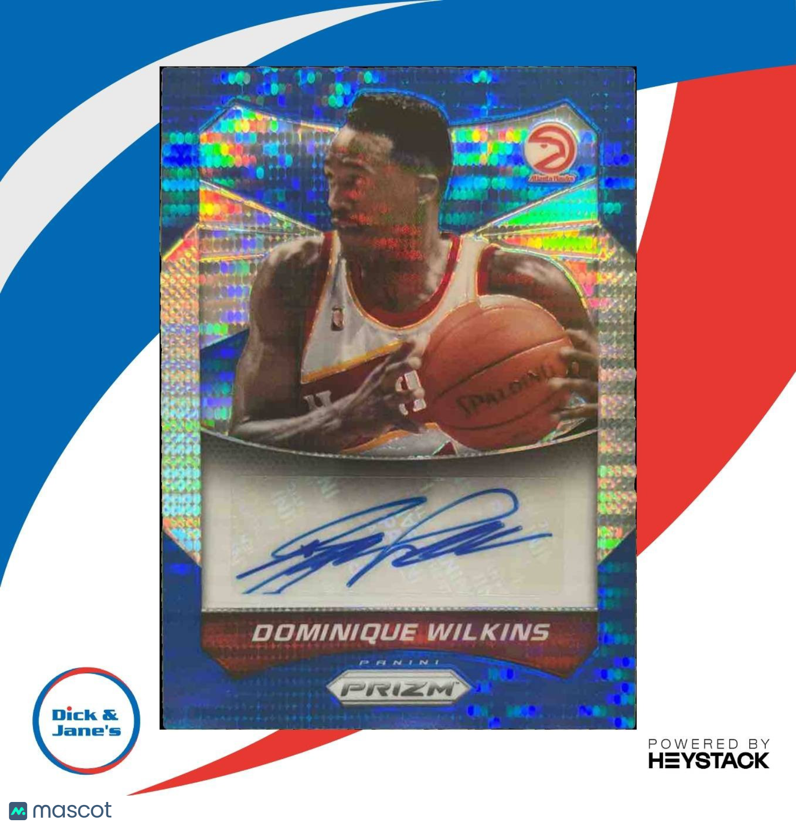 2014-15 Panini Prizm Dominique Wilkins Blue Prizm Auto /249 #67 Atlanta Hawks - Sports Cards