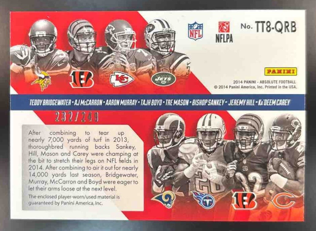 2014 Absolute Tools of the Trade Eight Player A.J. McCarron Teddy Bridgewater - Sports Cards