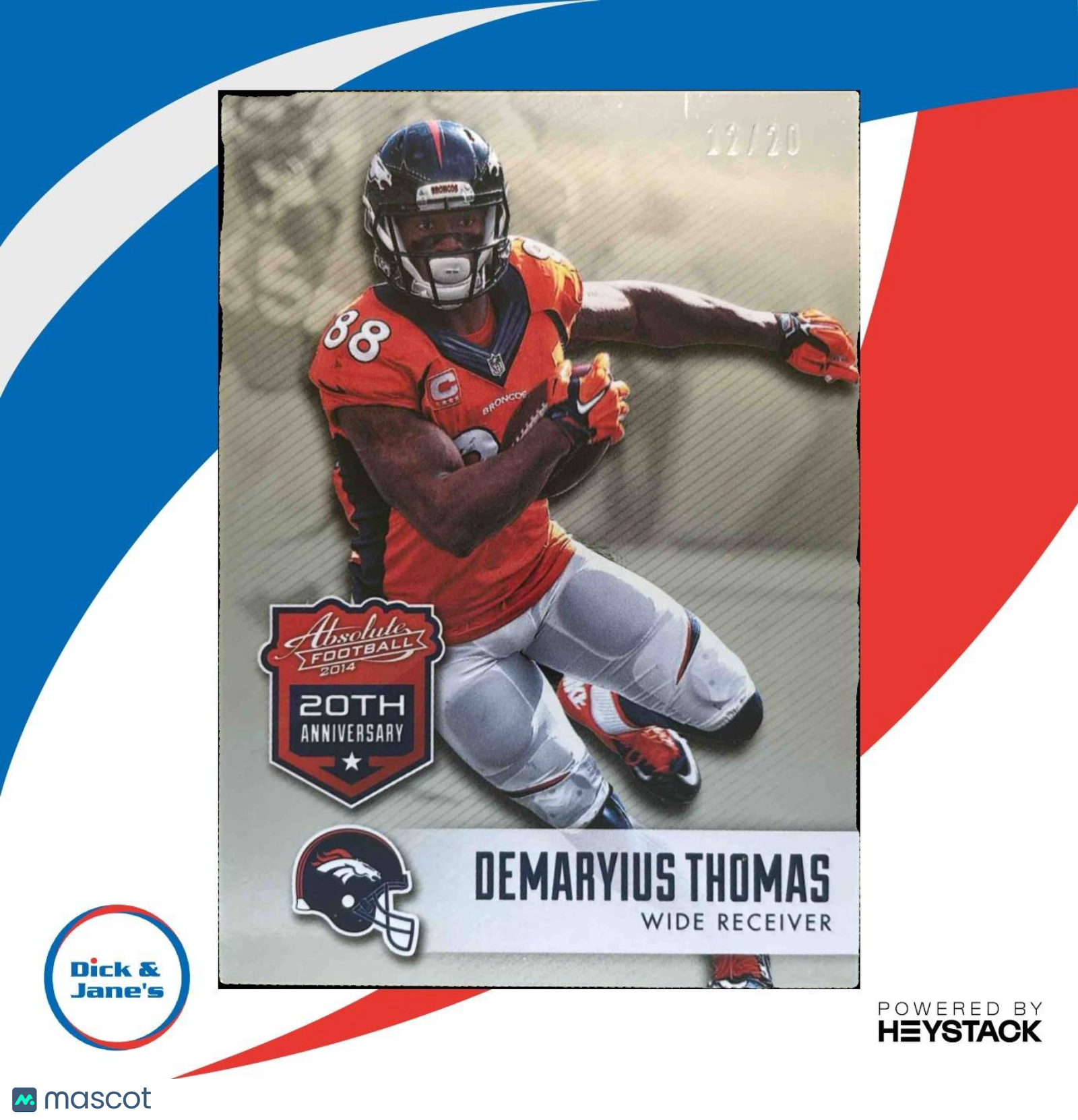 2014 Panini Absolute Demaryius Thomas 20th Anniversary Silver /20 Denver Broncos - Sports Cards