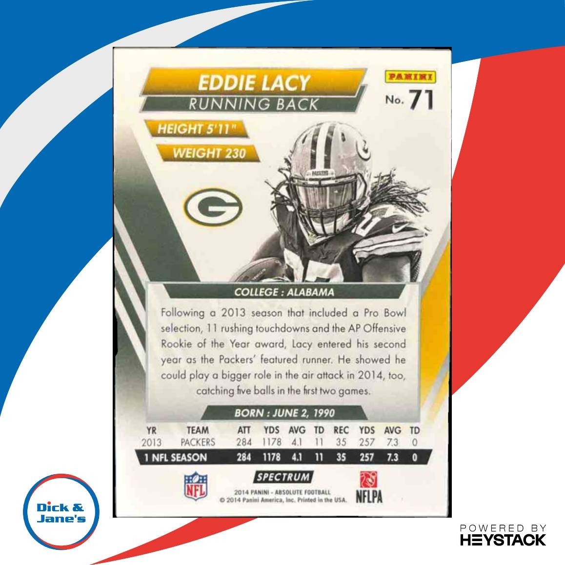 2014 Panini Absolute Eddie Lacy Spectrum Silver 66/99 #71 Green Bay Packers - Sports Cards
