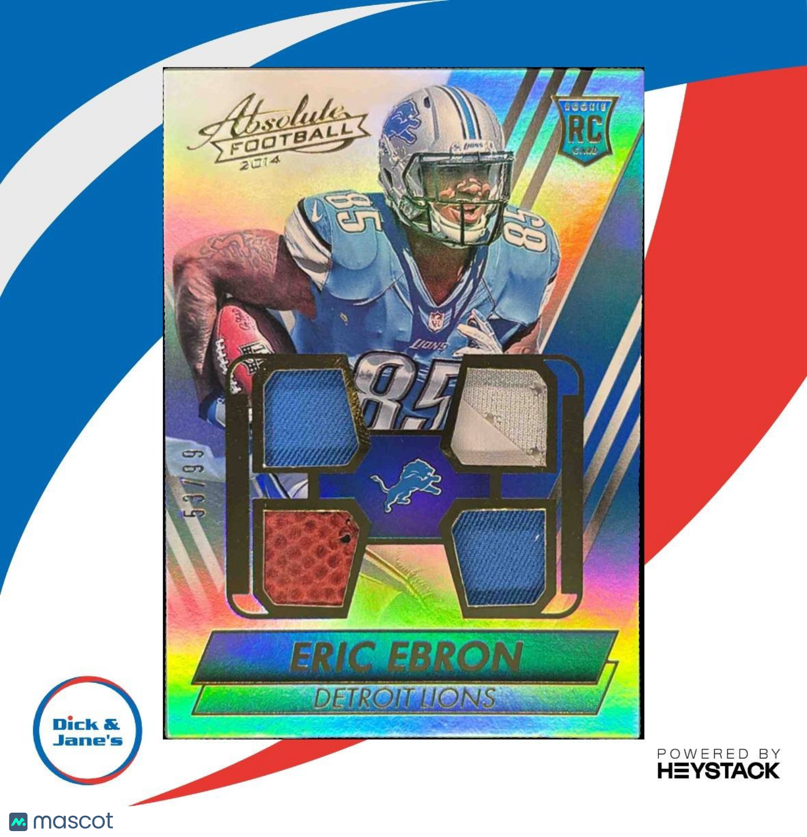2014 Panini Absolute Eric Ebron Tools of the Trade Quad Jersey /99 RC Lions - Sports Cards