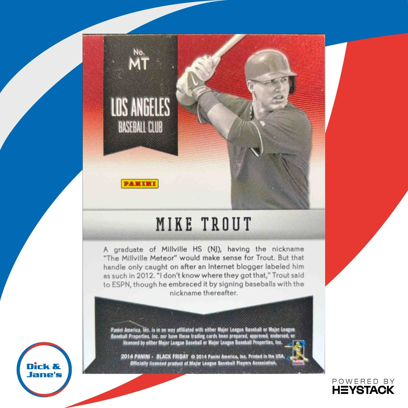 2014 Panini Black Friday Mike Trout Manufactured Patches #MT Los Angeles Angels - Sports Cards