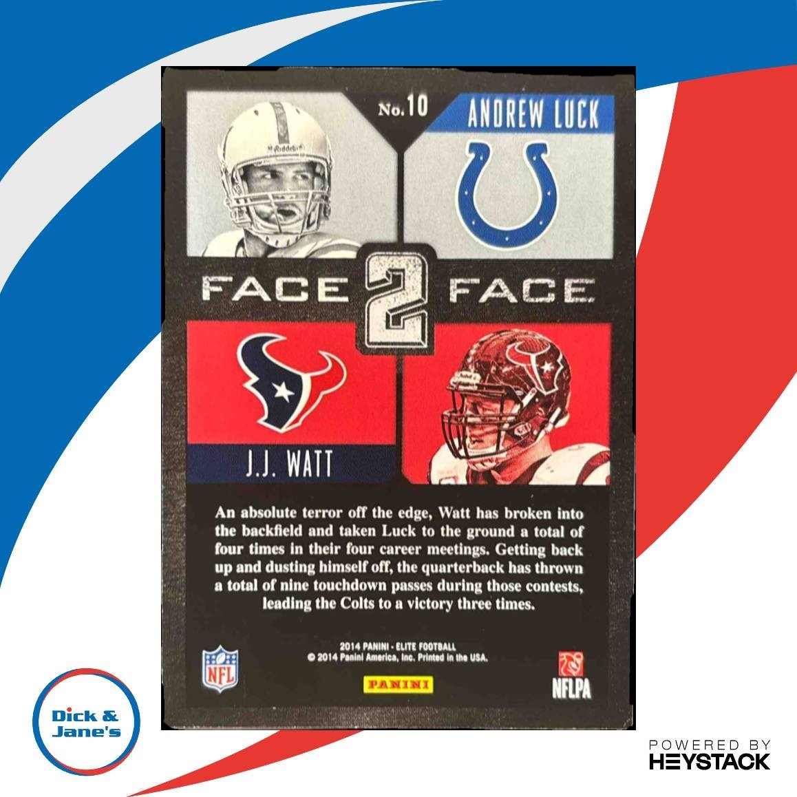 2014 Panini Elite Andrew Luck J.J. Watt Face 2 Houston Texans Indianapolis Colts - Sports Cards