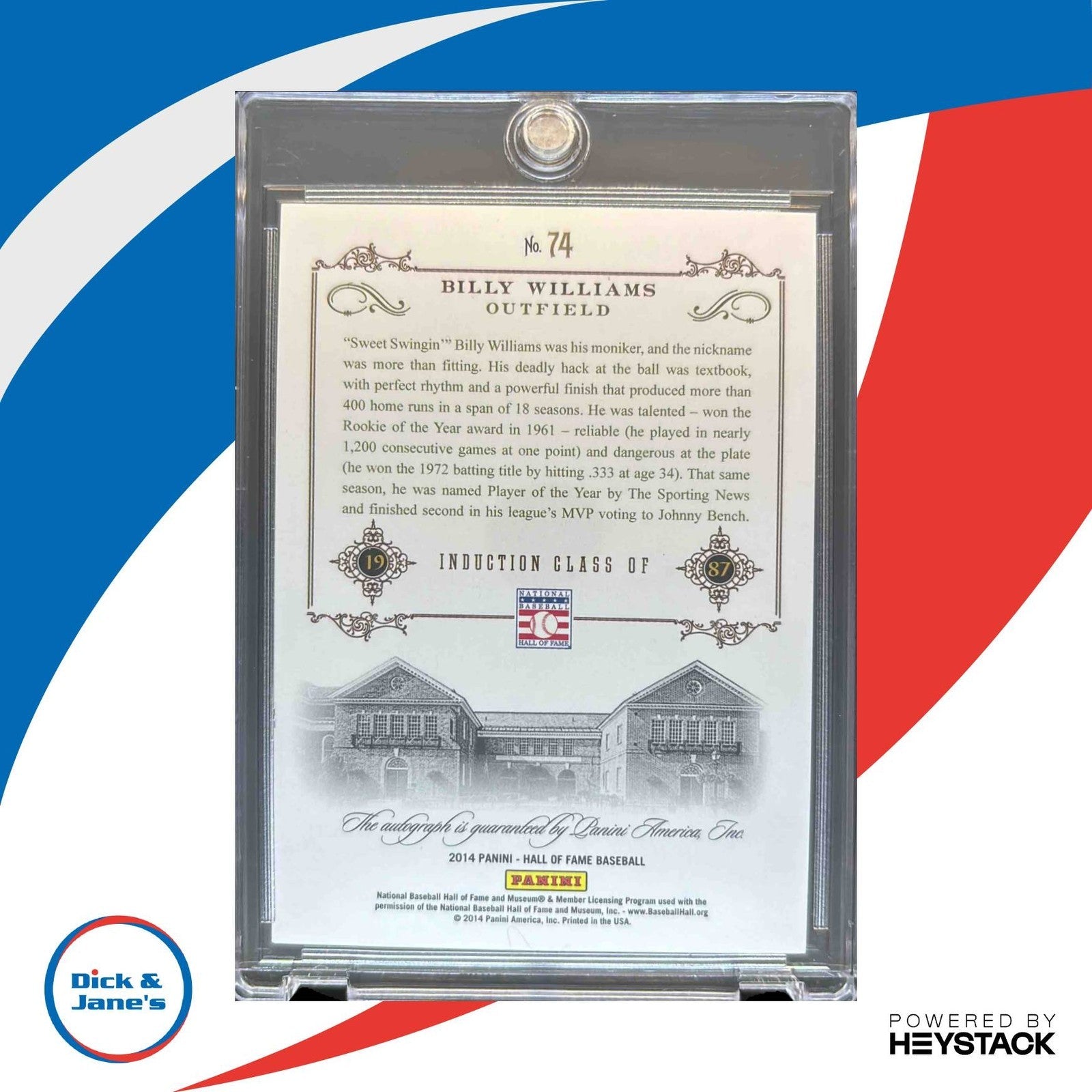 2014 Panini Hall of Fame 75th Billy Williams Signatures #74 Auto Chicago Cubs - Sports Cards