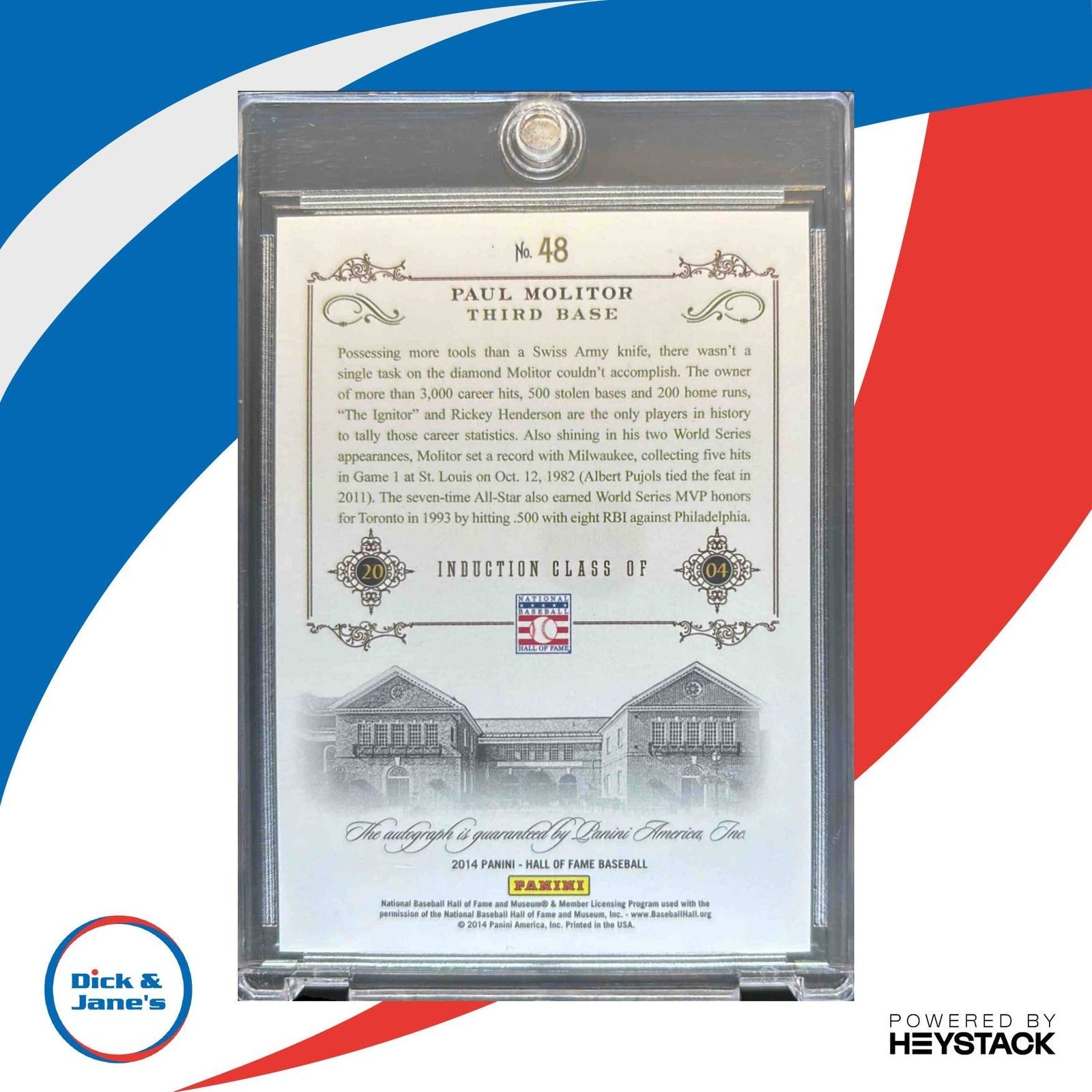 2014 Panini Hall of Fame 75th Paul Molitor Signatures #48 Auto Milwaukee Brewers - Sports Cards