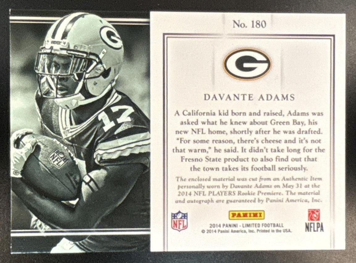 2014 Panini Limited Davante Adams ’Phenoms’ Patch Auto /199 RC Auto Packers - Sports Cards