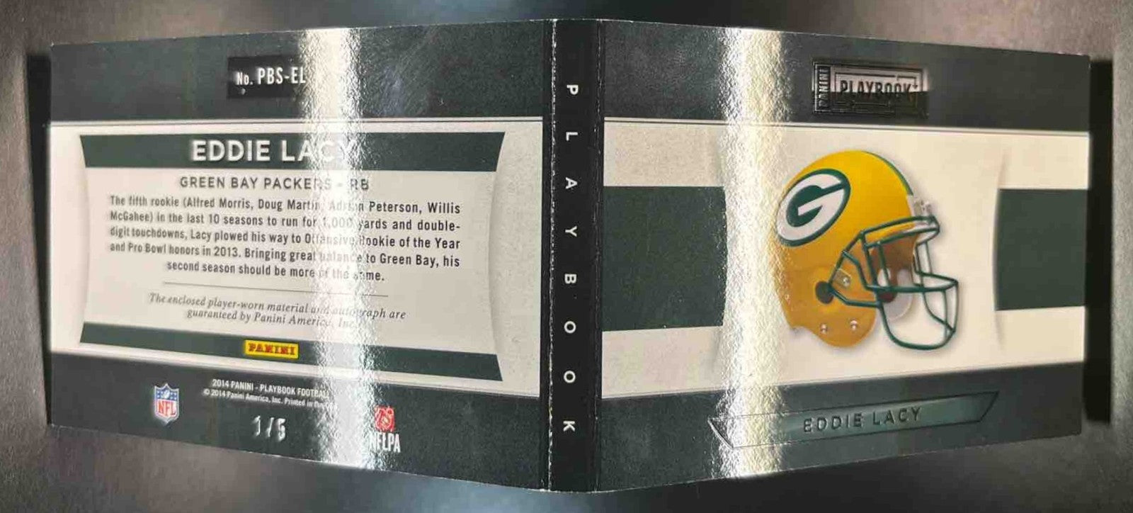 2014 Panini Playbook Eddie Lacy Booklet Auto /5 #PBS-EL Auto Green Bay Packers - Sports Cards
