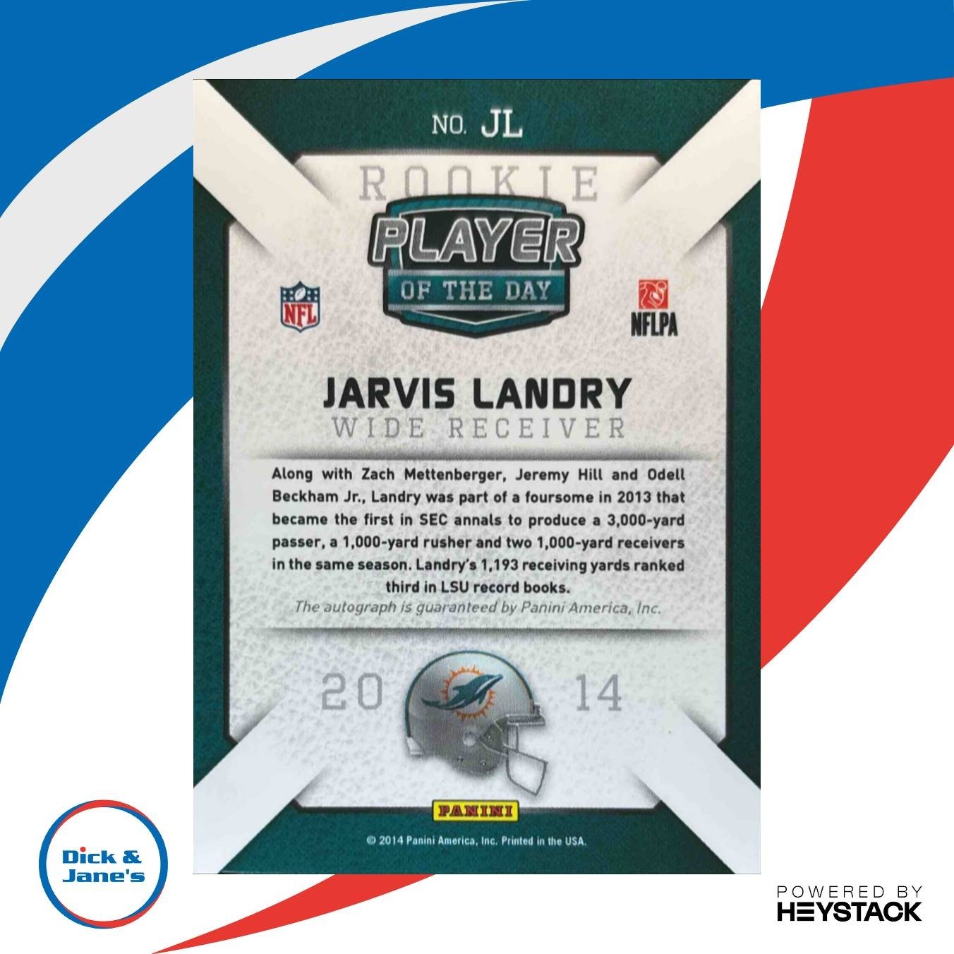 2014 Panini Player of the Day Jarvis Landry Auto #JL RC Miami Dolphins - Sports Cards