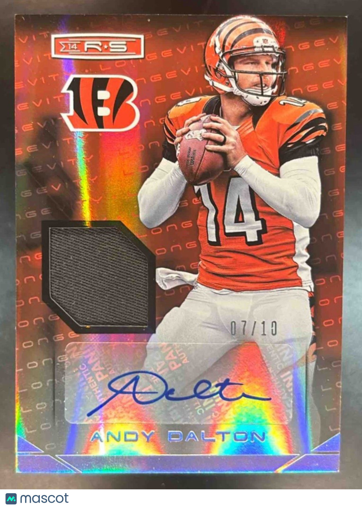 2014 Panini Rookies & Stars Andy Dalton Patch Auto /10 MEM Cincinnati Bengals - Sports Cards