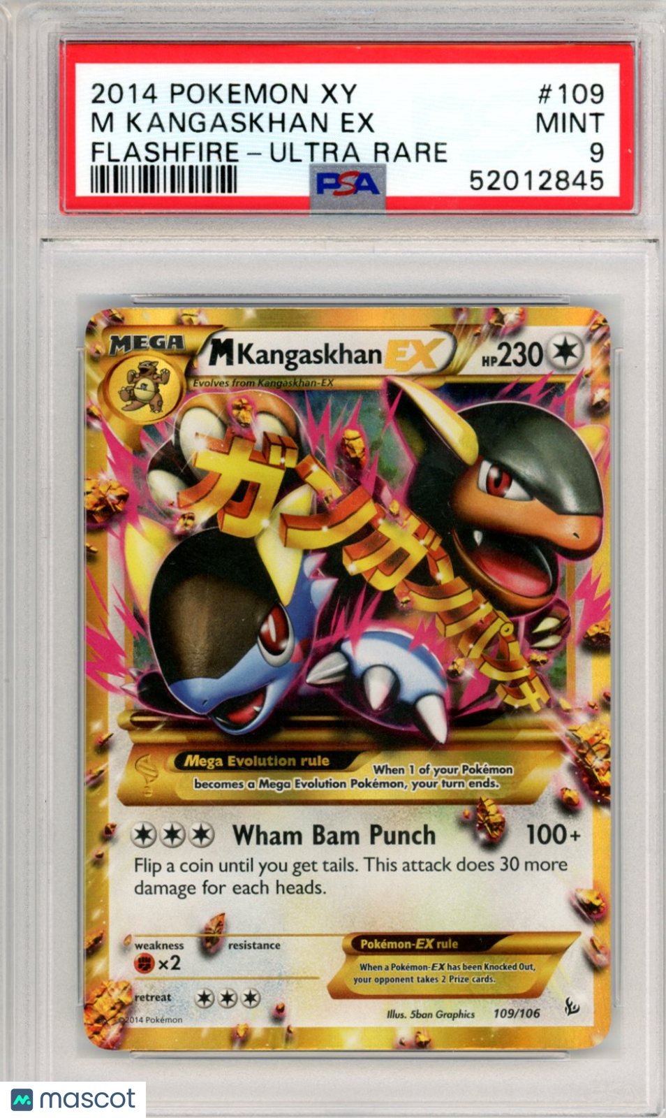2014 Pokemon Xy Flashfire M Kangaskhan EX #109 Flashfire-Ultra Rare PSA 9 - Graded TCG/CCG