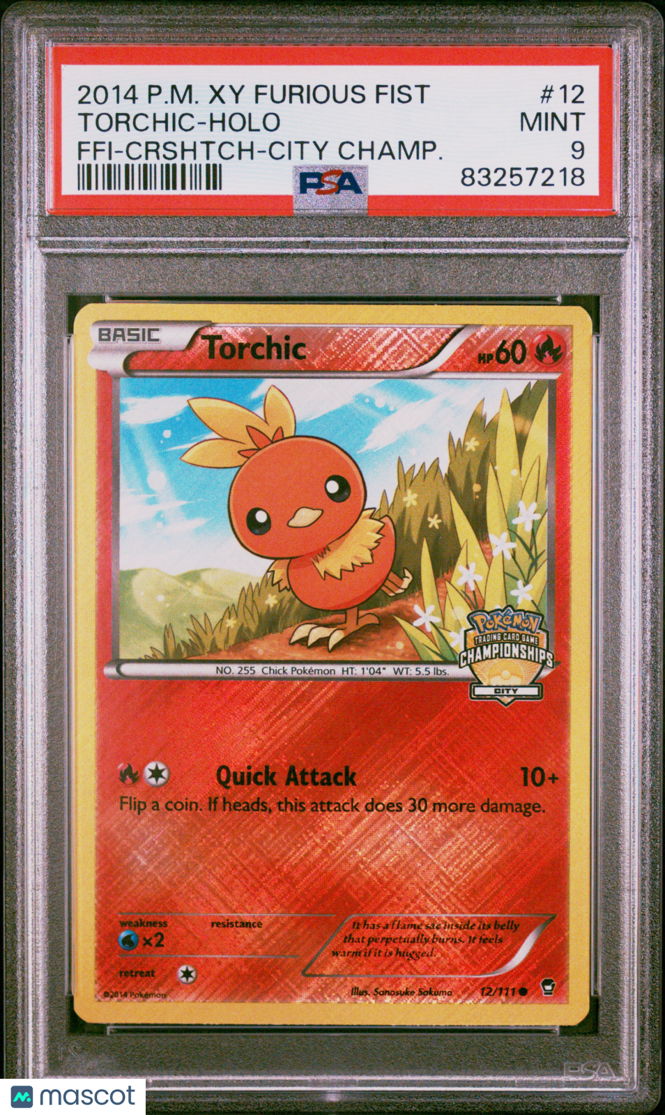 2014 Pokemon Xy Furious Fists Torchic #12 Ffi-Crshtch-City Champ. PSA 9 - Graded TCG/CCG