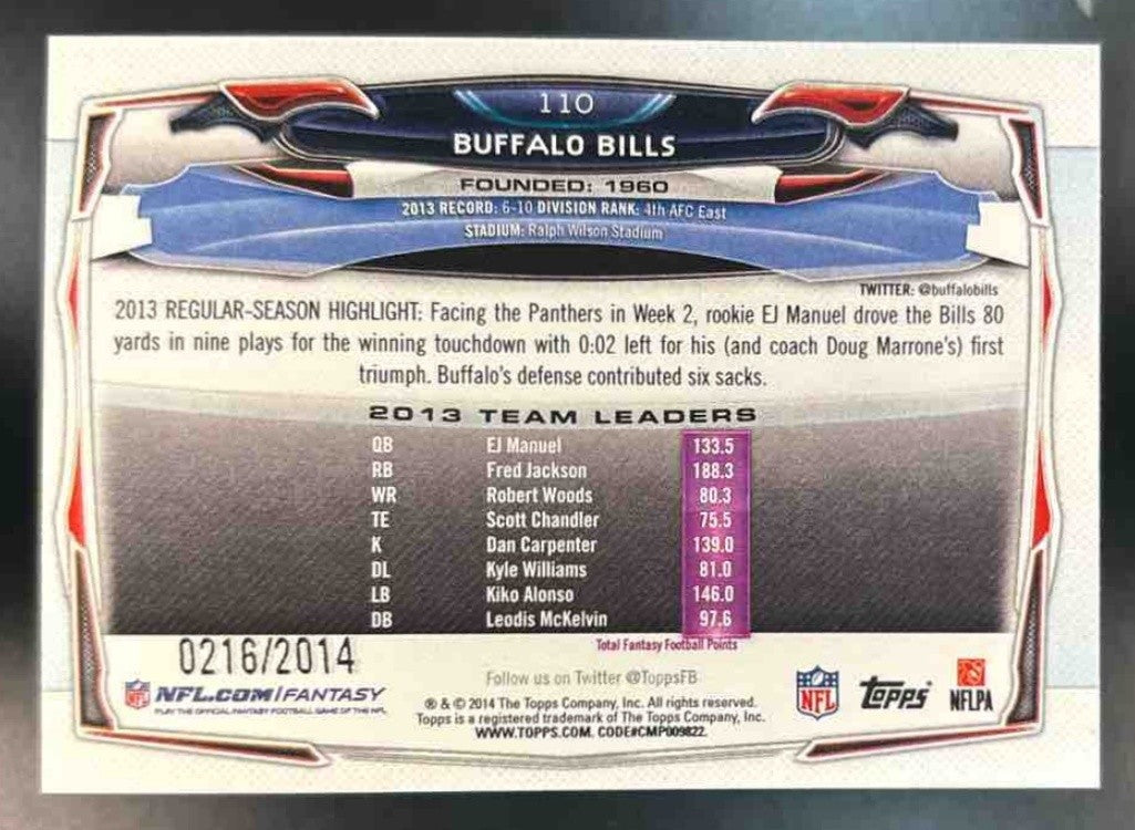 2014 Topps Buffalo Bills Gold /2014 #110 - Sports Cards