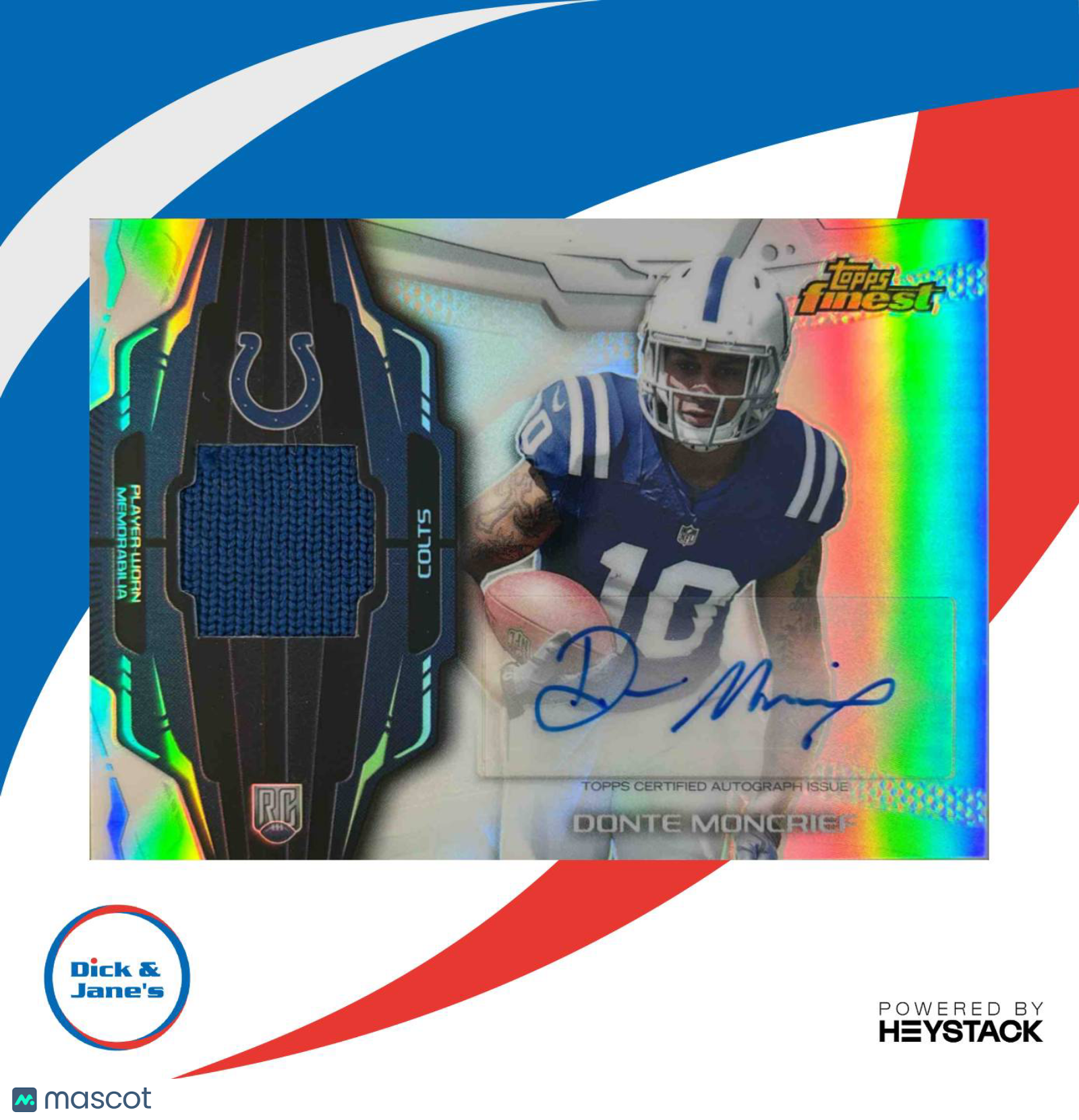2014 Topps Finest Donte Moncrief Rookie Patch Auto Refractor RC Colts - Sports Cards