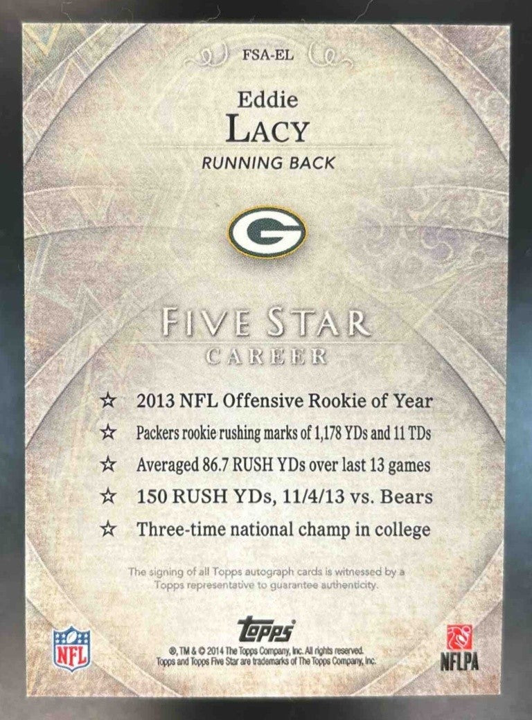 2014 Topps Five Star Eddie Lacy #FSA-EL Auto Green Bay Packers - Sports Cards