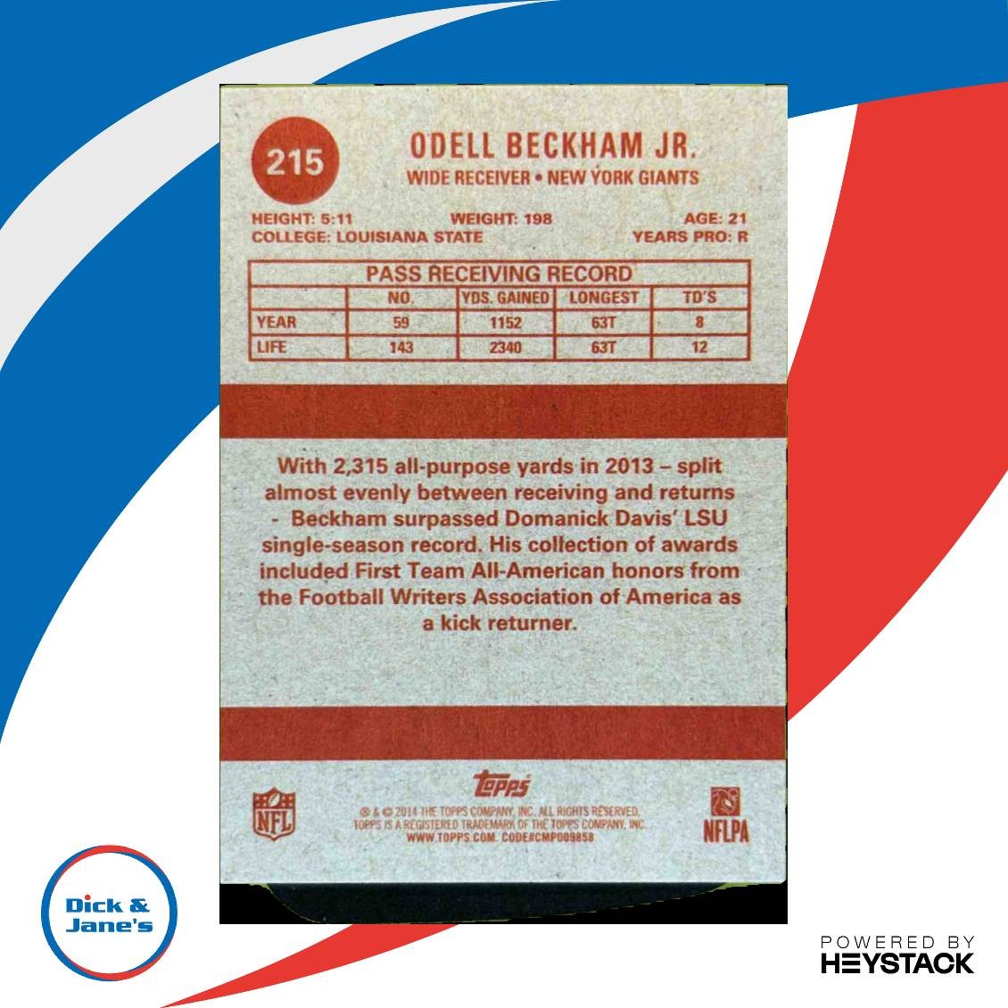 2014 Topps Odell Beckham Jr. 1963 Mini #215 RC New York Giants - Sports Cards