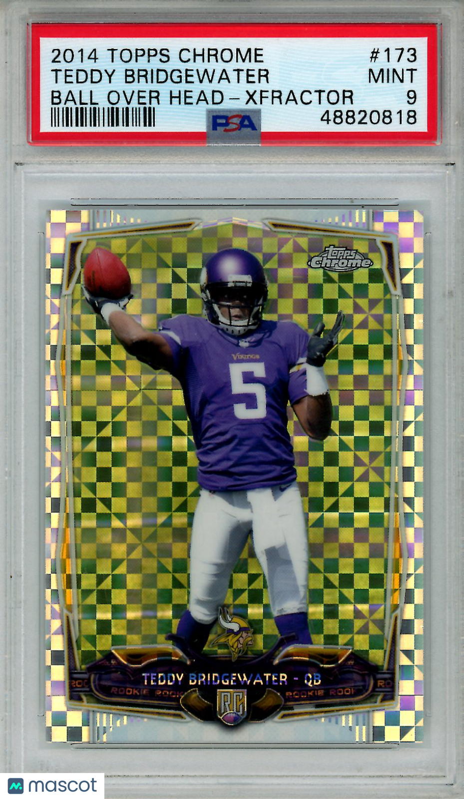 2014 Topps Teddy Bridgewater Ball Over Head Xfractor Rookie PSA 9 Minnesota - Graded Sports Cards