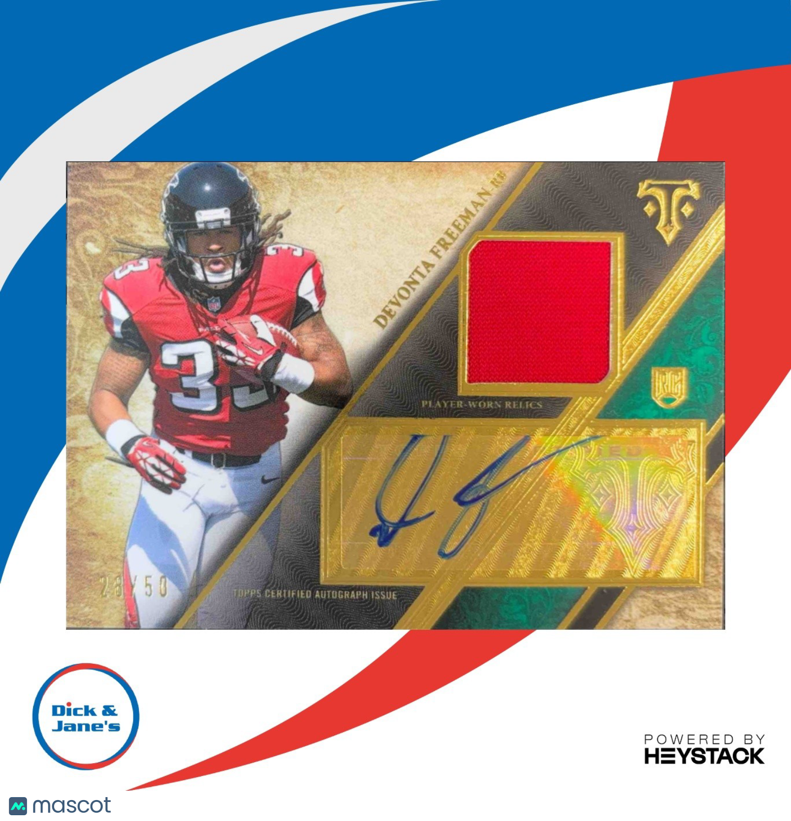2014 Topps Triple Threads Devonta Freeman Rookie Auto Relics Emerald 28/50 RC - Sports Cards