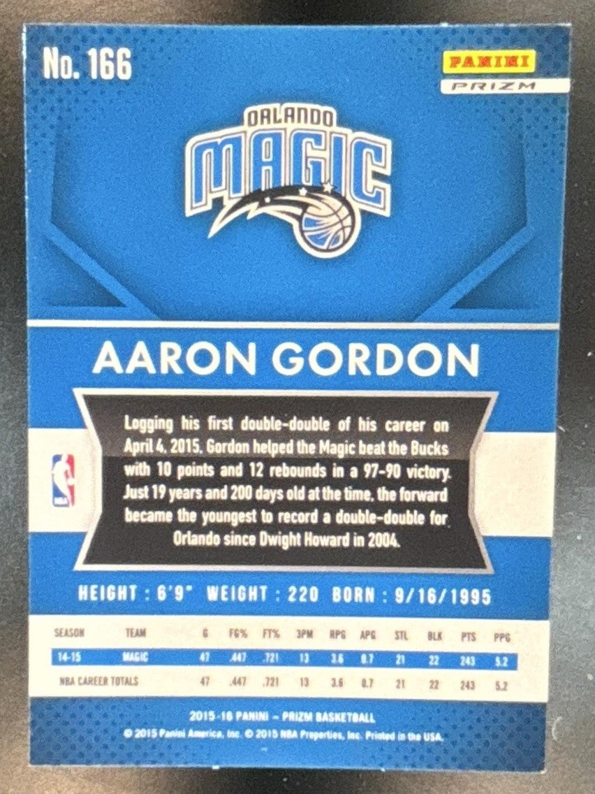 2015-16 Panini Prizm Aaron Gordon Silver Prizms #166 Orlando Magic - Sports Cards