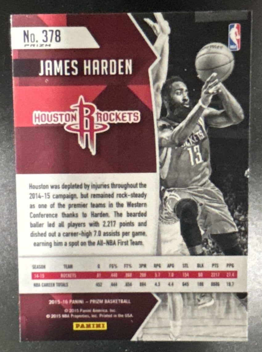 2015-16 Panini Prizm James Harden Flash Prizms #378 Houston Rockets - Sports Cards