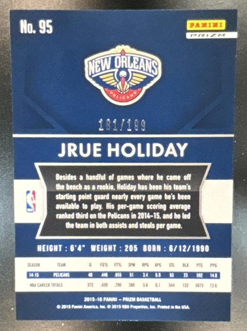 2015-16 Panini Prizm Jrue Holiday Light Blue /199 #95 New Orleans Pelicans - Sports Cards