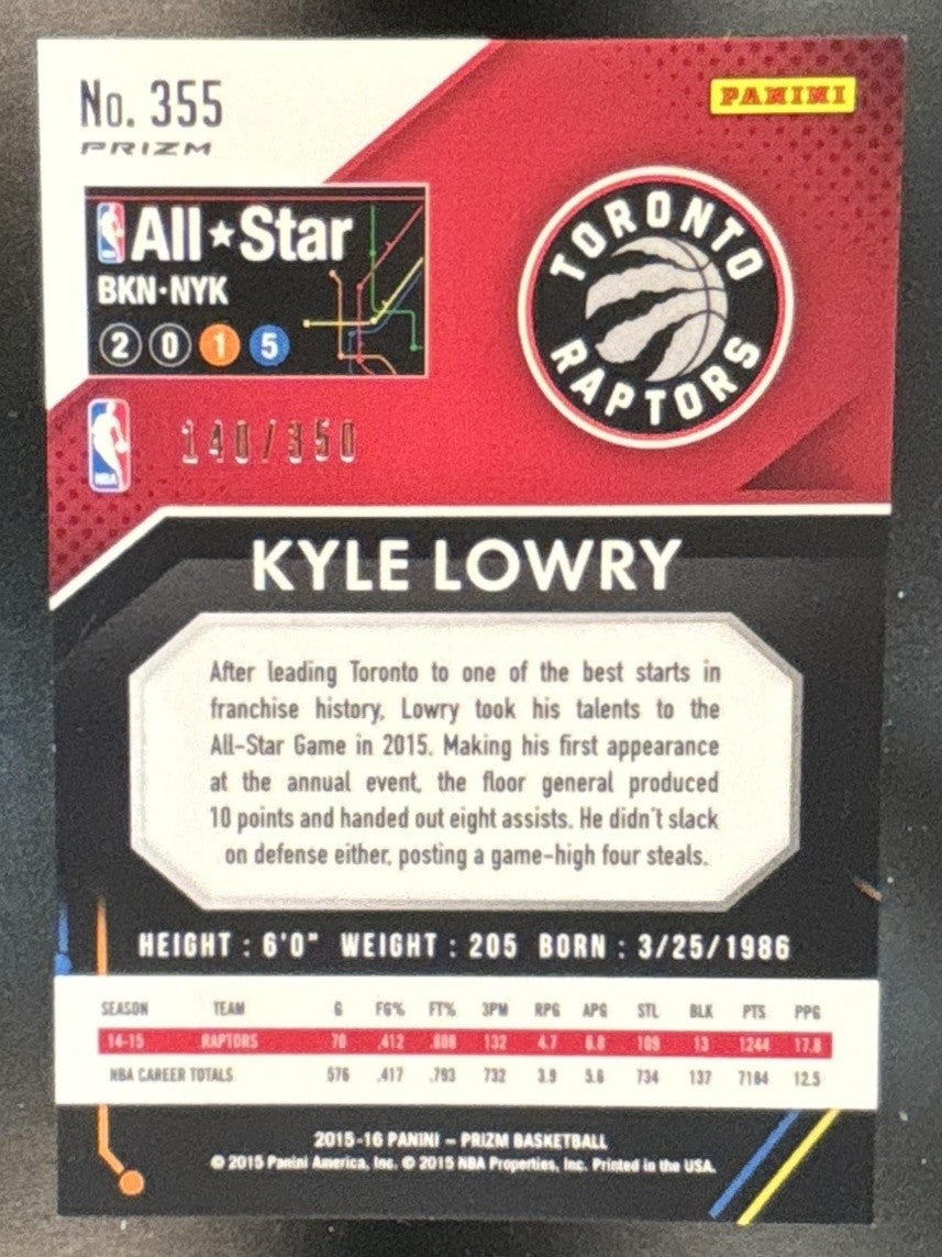 2015-16 Panini Prizm Kyle Lowry Ruby Wave Prizms /350 #355 Toronto Raptors - Sports Cards