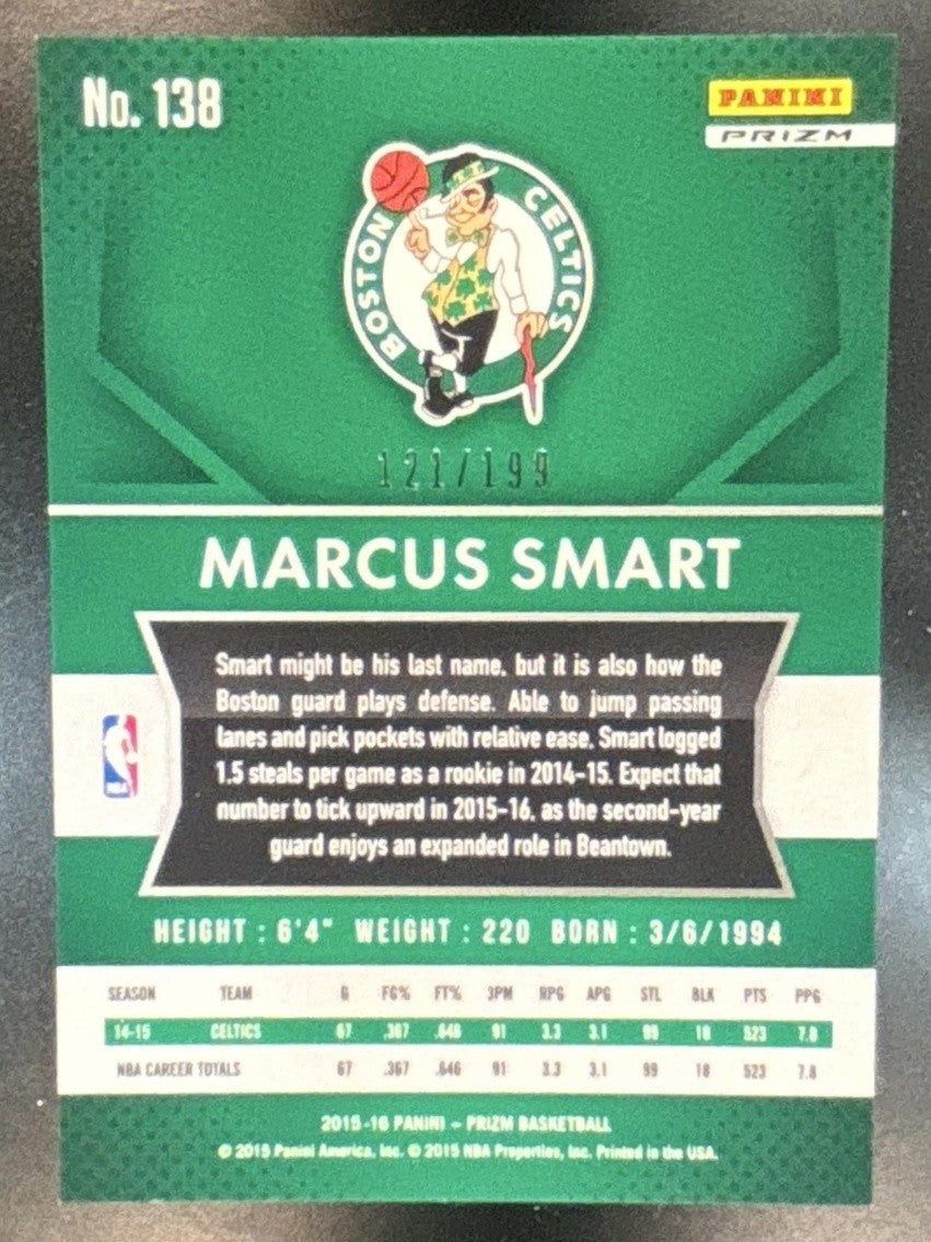 2015-16 Panini Prizm Marcus Smart Light Blue Prizms /199 #138 Boston Celtics - Sports Cards