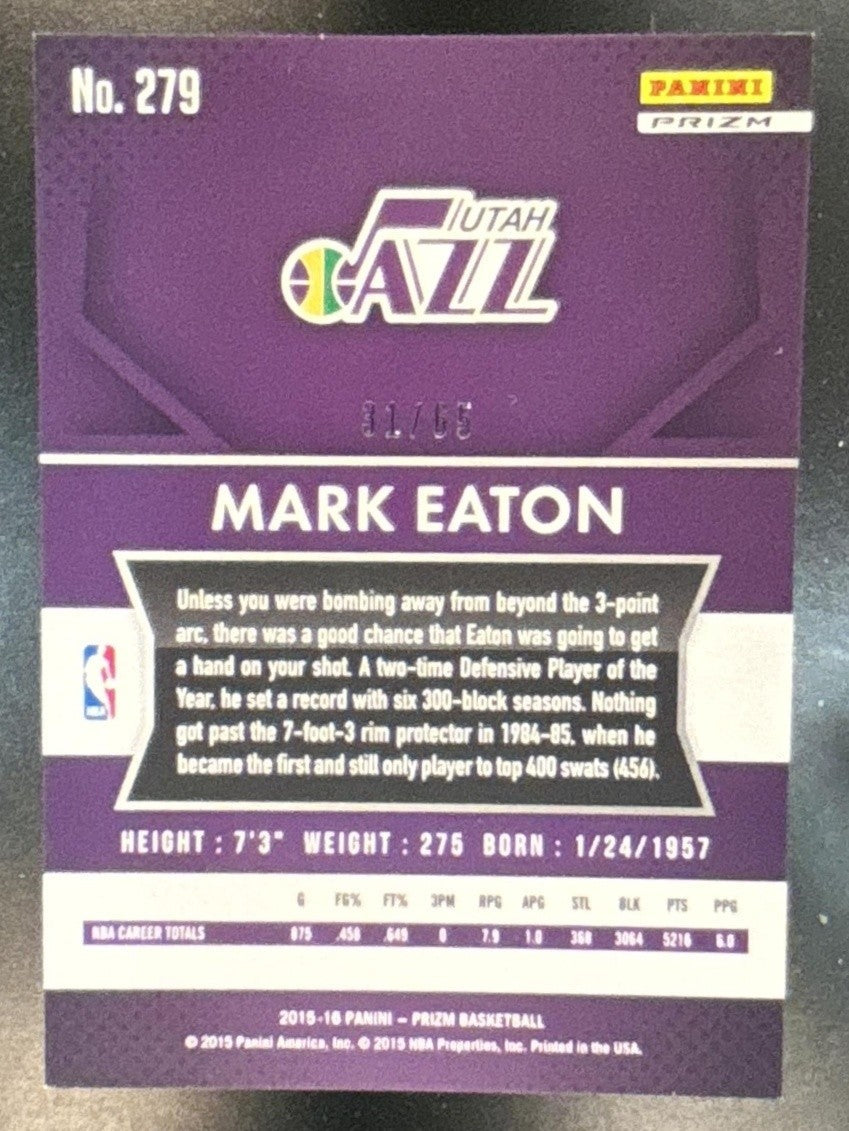 2015-16 Panini Prizm Mark Eaton Orange Prizms /65 #279 Utah Jazz - Sports Cards