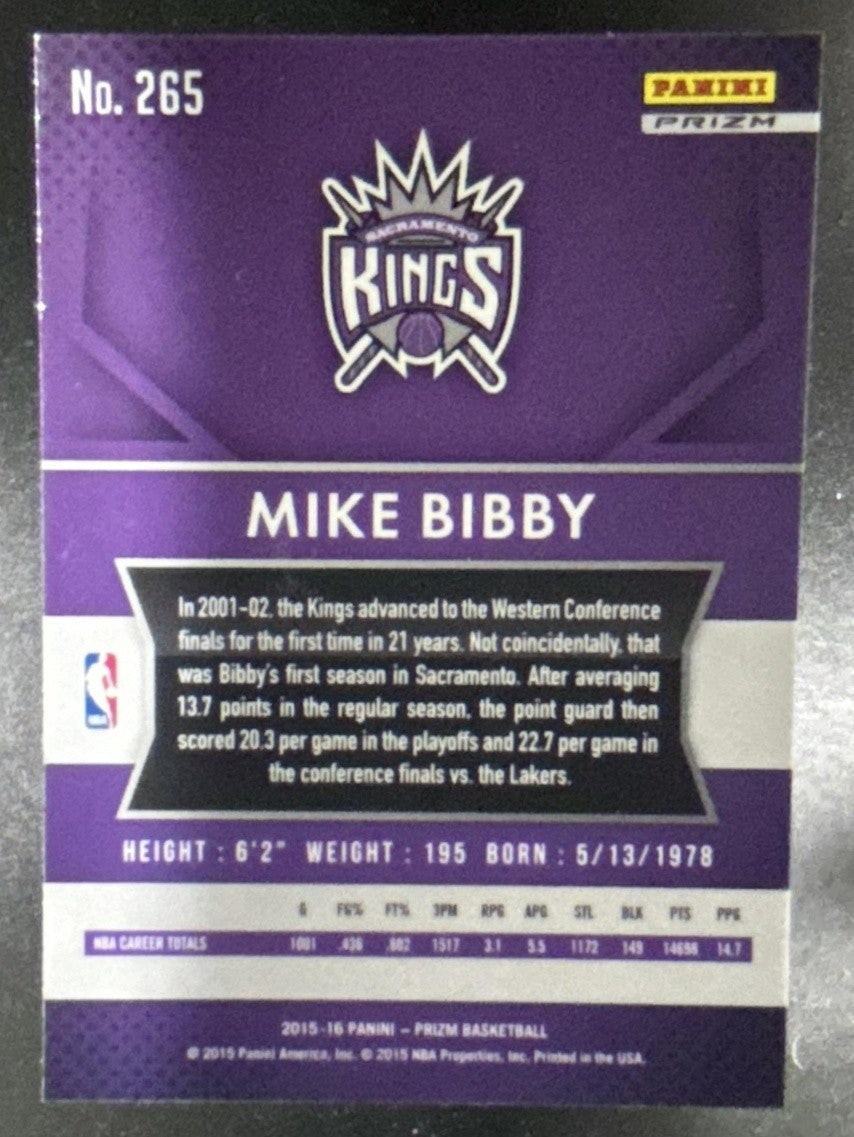 2015-16 Panini Prizm Mike Bibby Silver Prizms #265 Sacramento Kings - Sports Cards