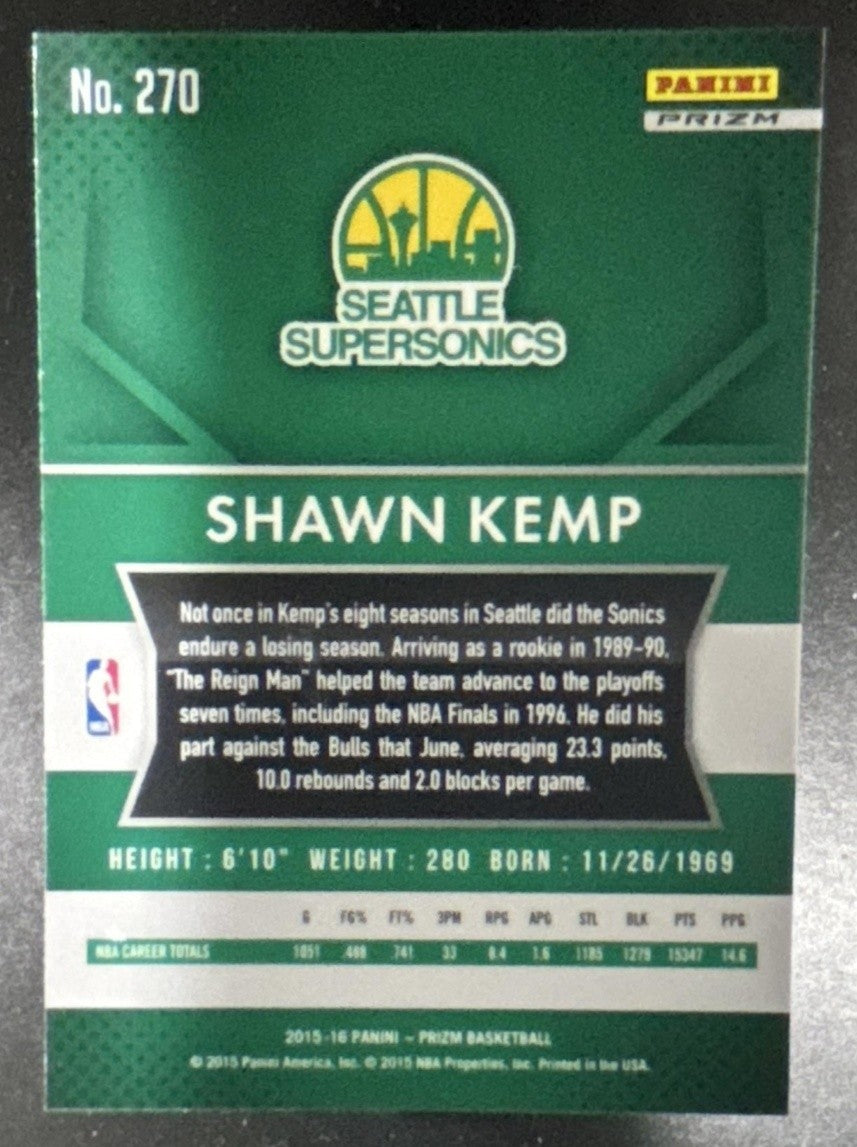 2015-16 Panini Prizm Shawn Kemp Silver Prizms #270 Seattle Supersonics - Sports Cards