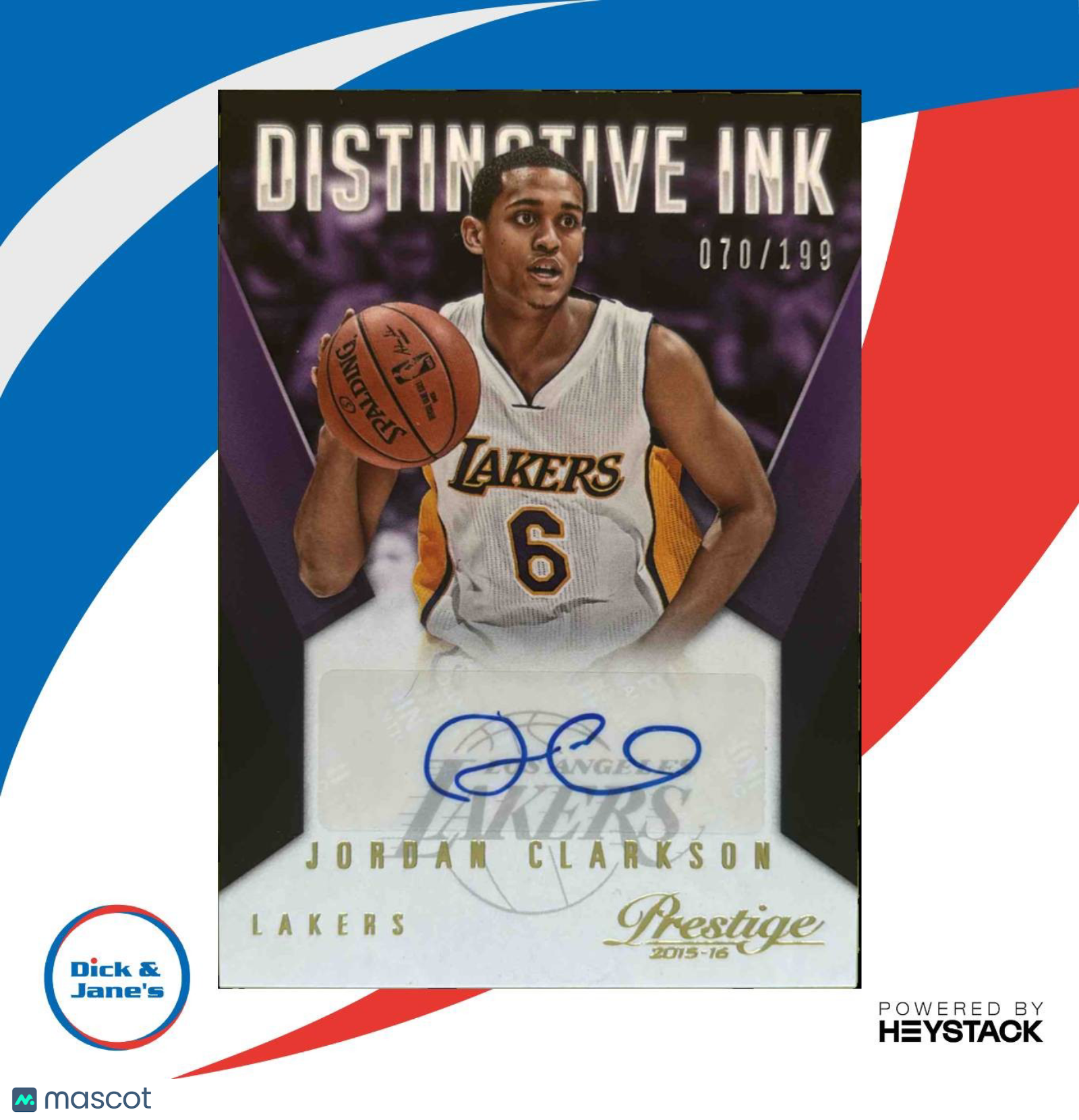 2015-16 Prestige Jordan Clarkson Distinctive Ink 70/199 Auto Los Angeles Lakers - Sports Cards