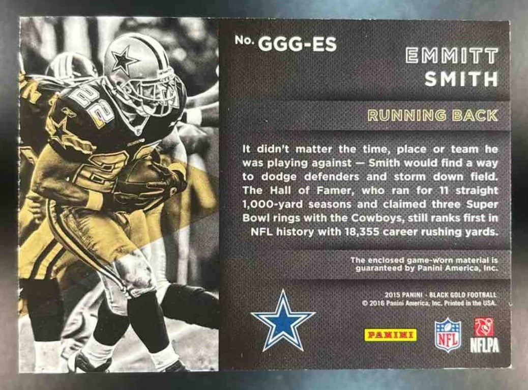 2015 Panini Black Gold Emmitt Smith Golden Ground Game /99 Dallas Cowboys - Sports Cards