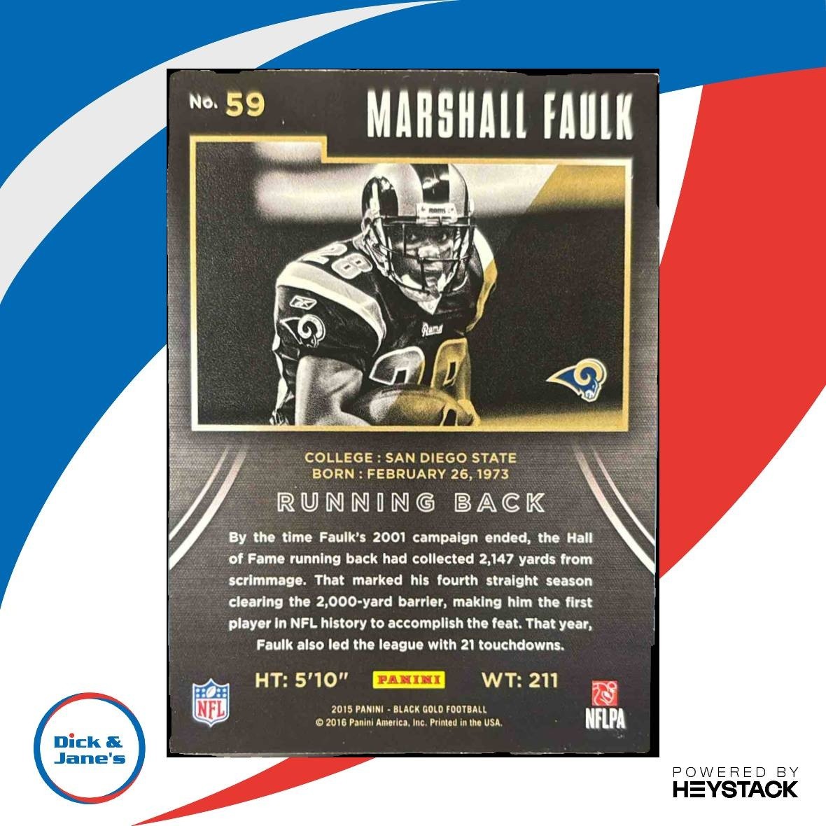 2015 Panini Black Gold Marshall Faulk /199 #59 St. Louis Rams - Sports Cards