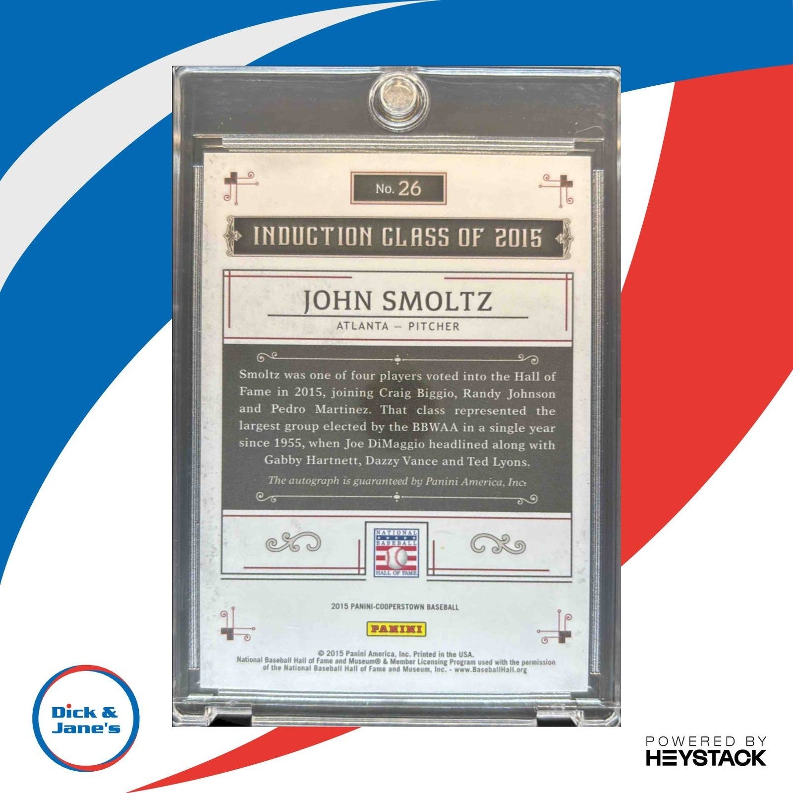 2015 Panini Cooperstown John Smoltz HOF Induction Signatures Auto Atlanta Braves - Sports Cards