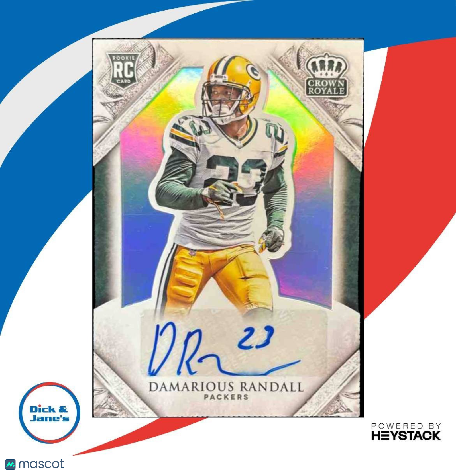 2015 Panini Crown Royale Damarious Randall 5/299 #195 Auto RC Green Bay Packers - Sports Cards