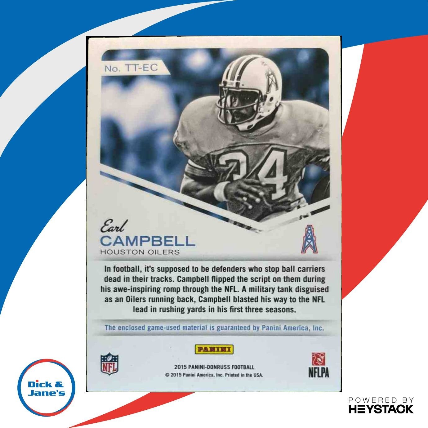 2015 Panini Donruss Earl Campbell Throwback Threads #TT-EC - Sports Cards