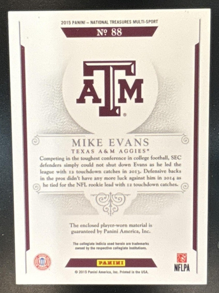 2015 Panini National Treasures Collegiate Mike Evans Materials /99 #88 MEM - Sports Cards