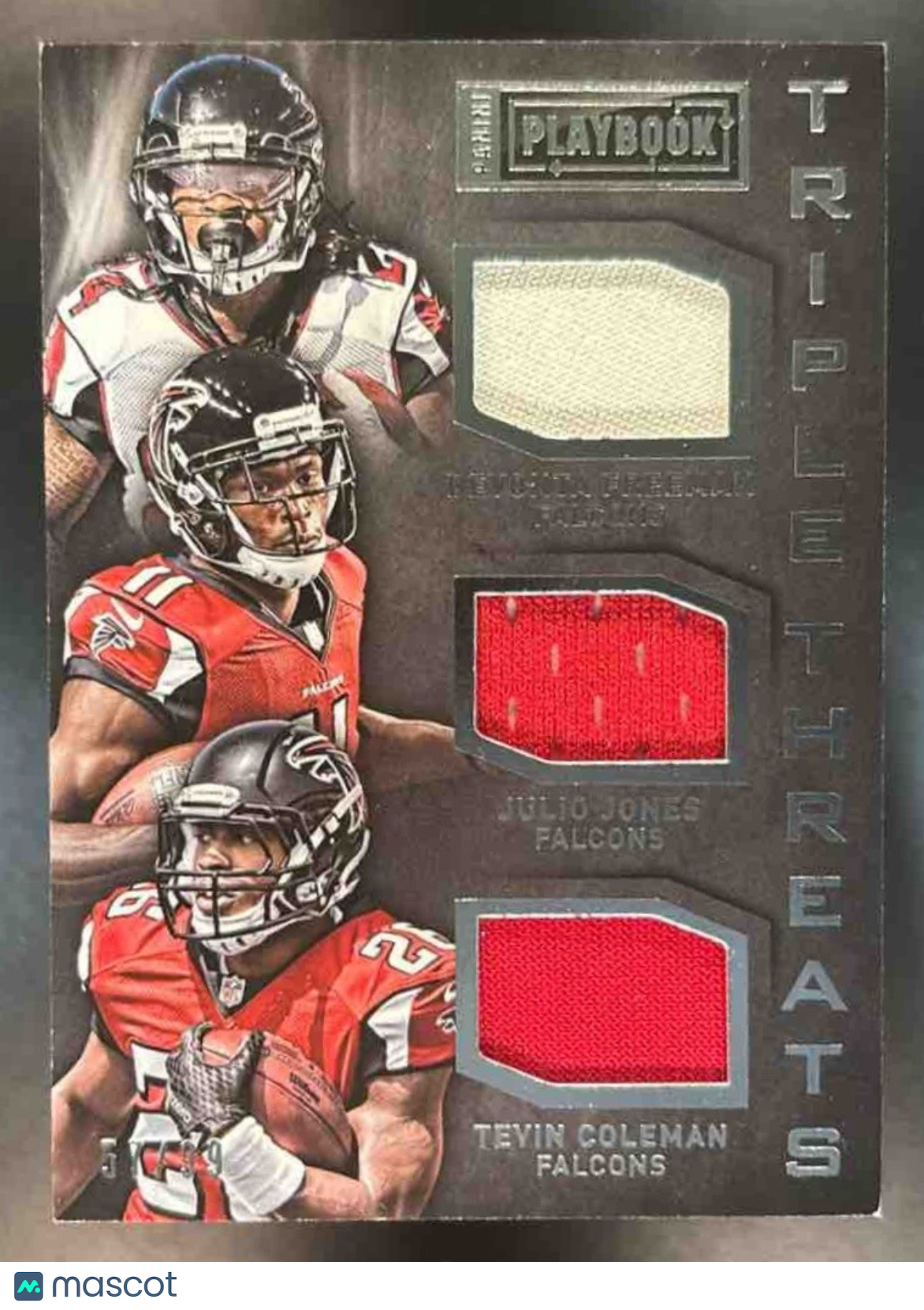 2015 Panini Playbook Devonta Freeman Julio Jones Tevin Coleman Triple Threat /99 - Sports Cards
