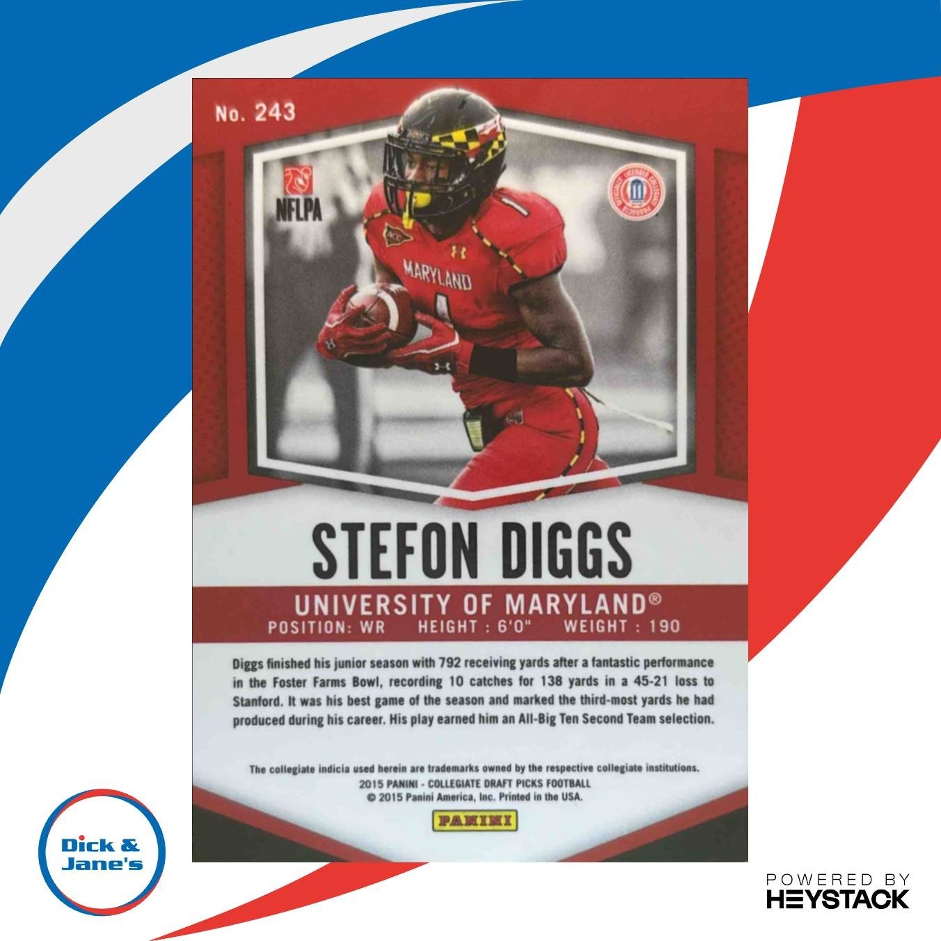 2015 Panini Prizm Collegiate Draft Picks Stefon Diggs #243 RC - Sports Cards