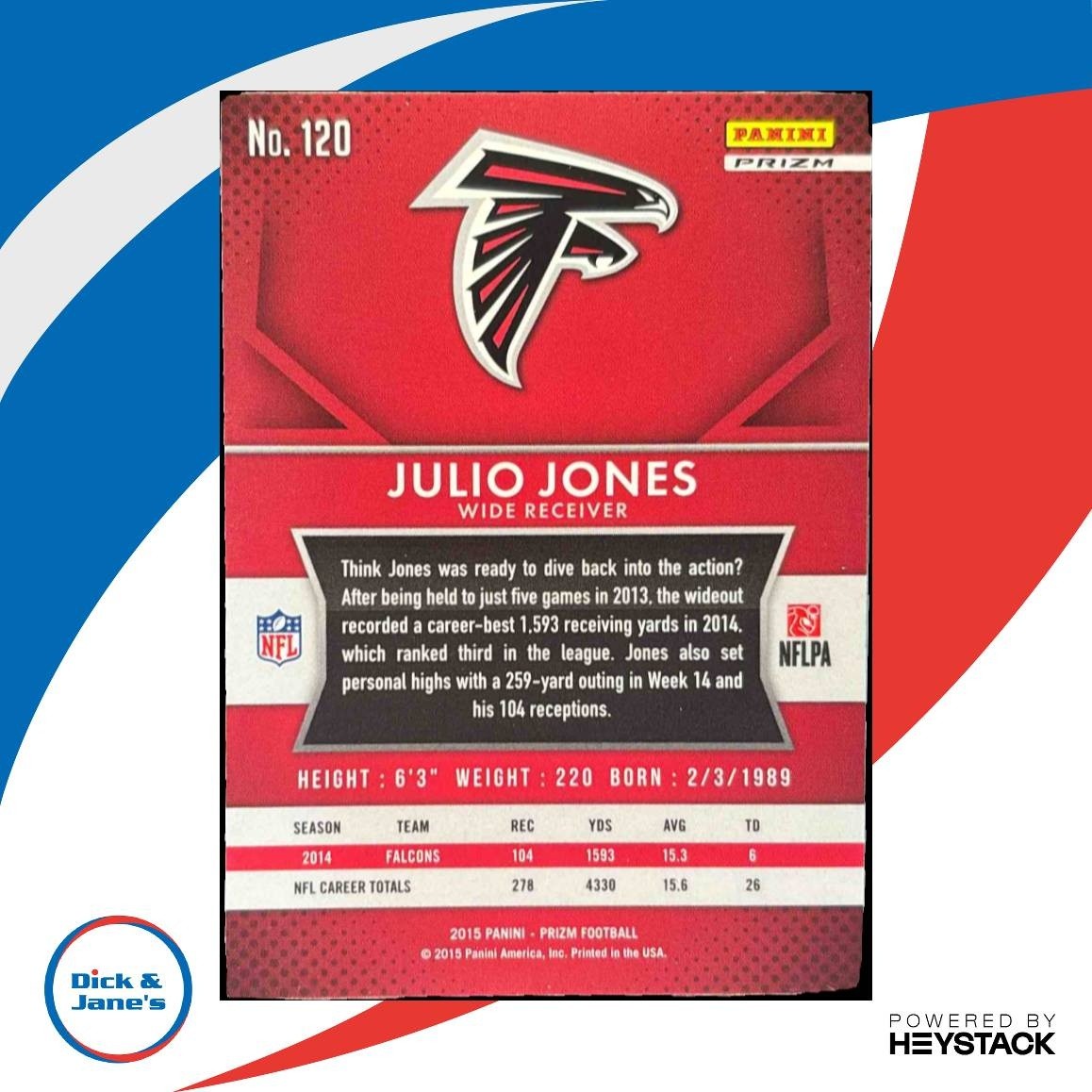 2015 Panini Prizm Julio Jones Blue #120 Atlanta Falcons - Sports Cards