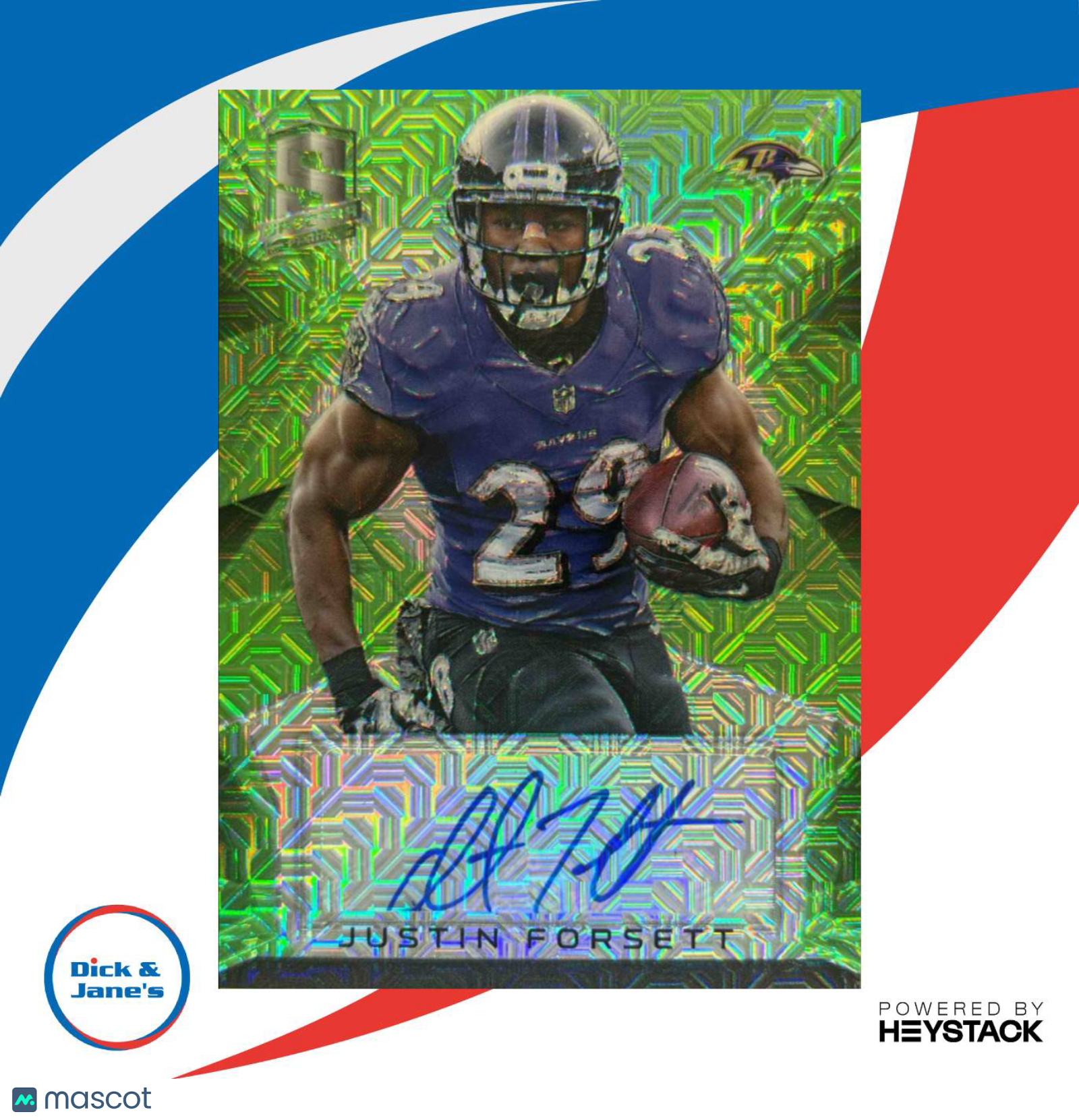 2015 Panini Spectra Justin Forsett Signatures Neon Green 3/25 #S-JF Ravens - Sports Cards