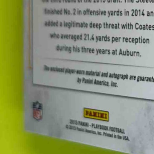 2015 Playbook Sammie Coates Rookie Booklet Signatures Silver /199 #84 Steelers - Sports Cards