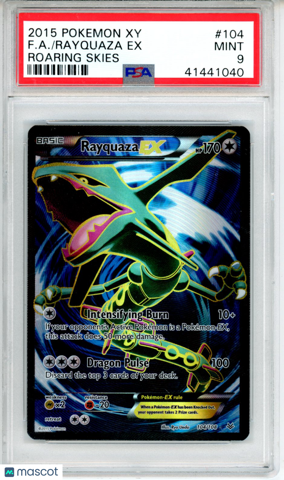 2015 Pokemon XY Roaring Skies Rayquaza EX #104 FA PSA 9 MINT - Graded TCG/CCG